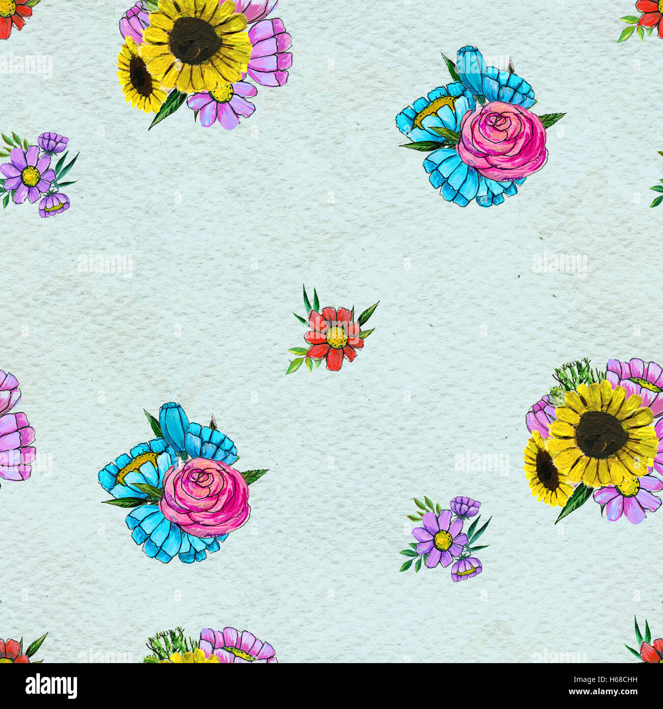 Seamless pattern with colorful flowers Stock Photo - Alamy
