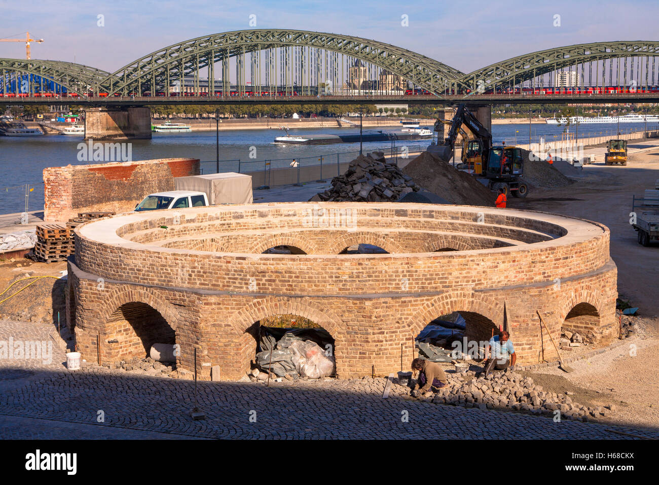 Germany, Cologne, archaeological excavations at the banks of the river Rhine, a former turning platform for steam locomotives Stock Photo