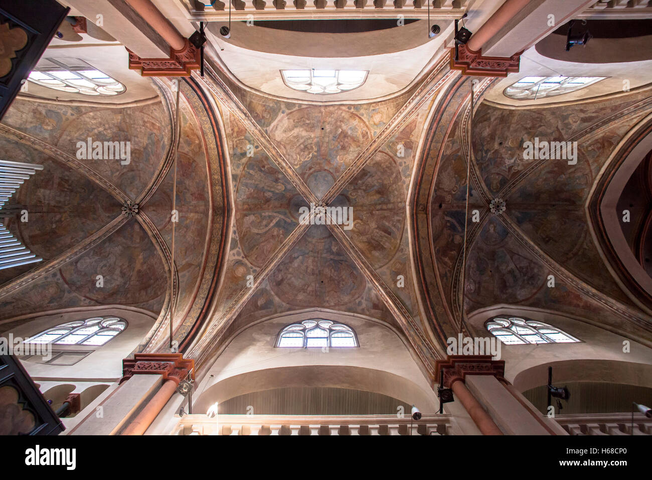 Europe, Germany, Cologne, vaulted and painted ceiling of the romanesque church St. Maria Lyskirchen. Stock Photo