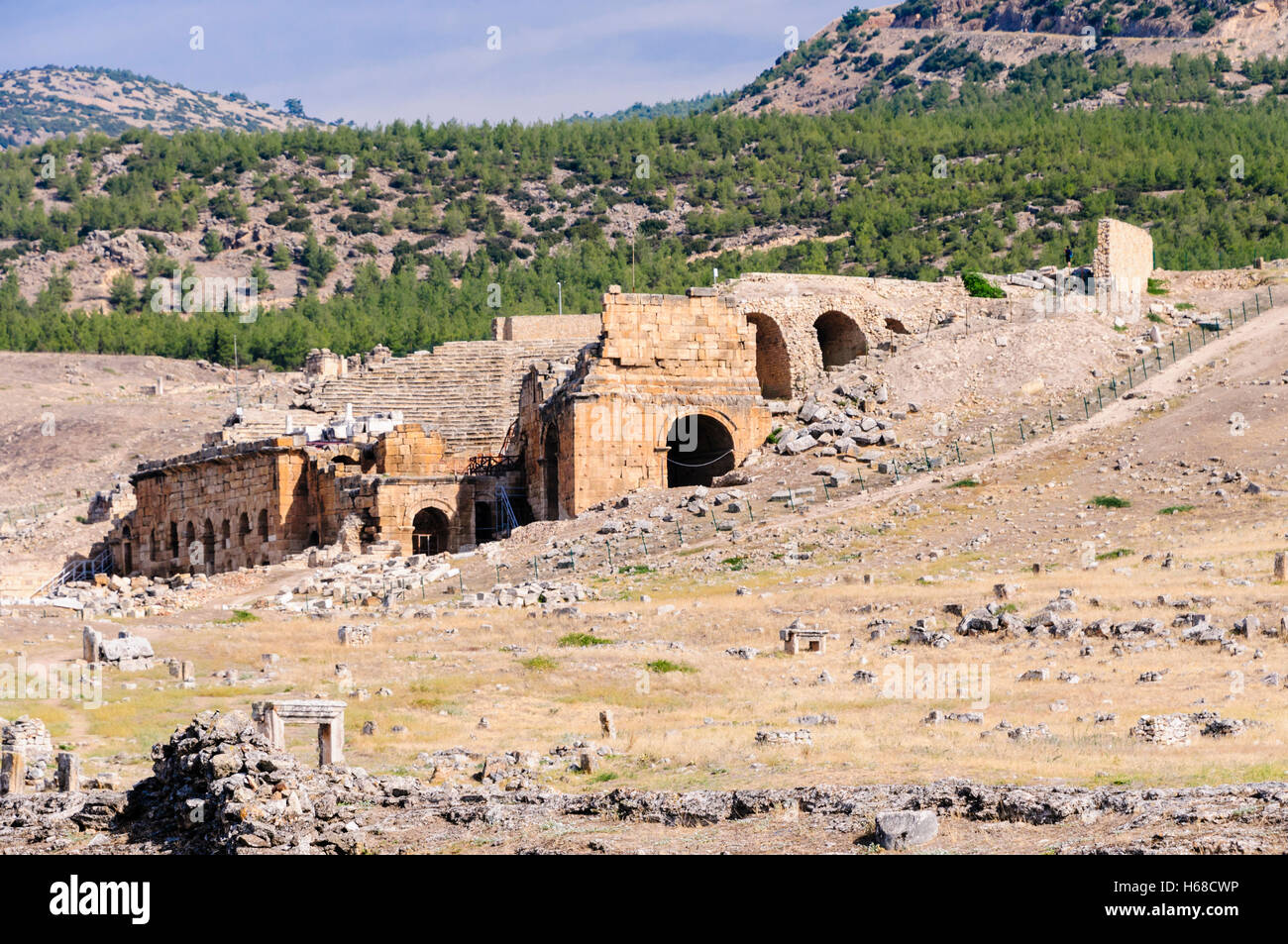 Roman amphitheatre at Hieropolis, Pamakkule, Turkey Stock Photo