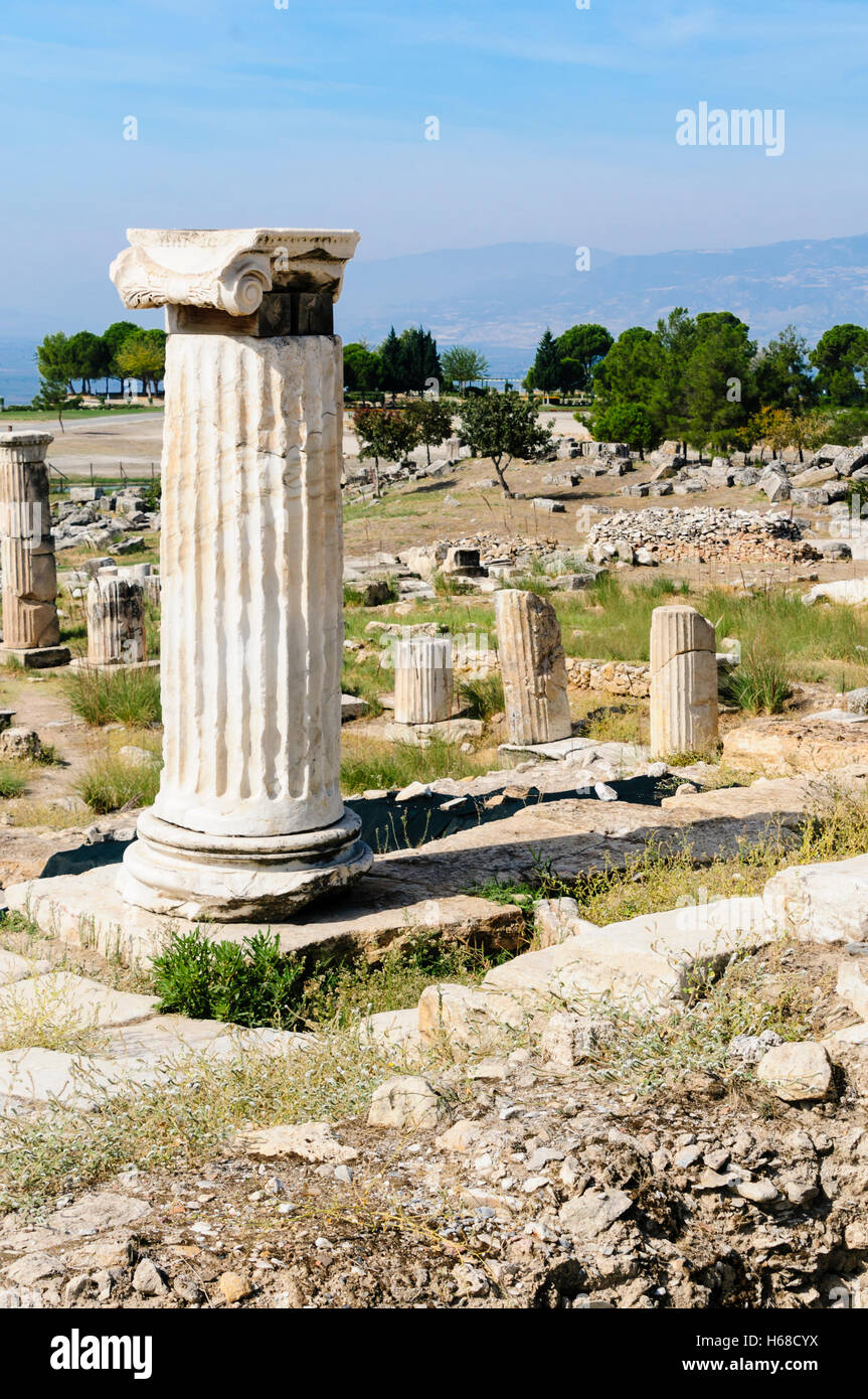 Roman column at Hieropolis, Pamakkule, Turkey Stock Photo