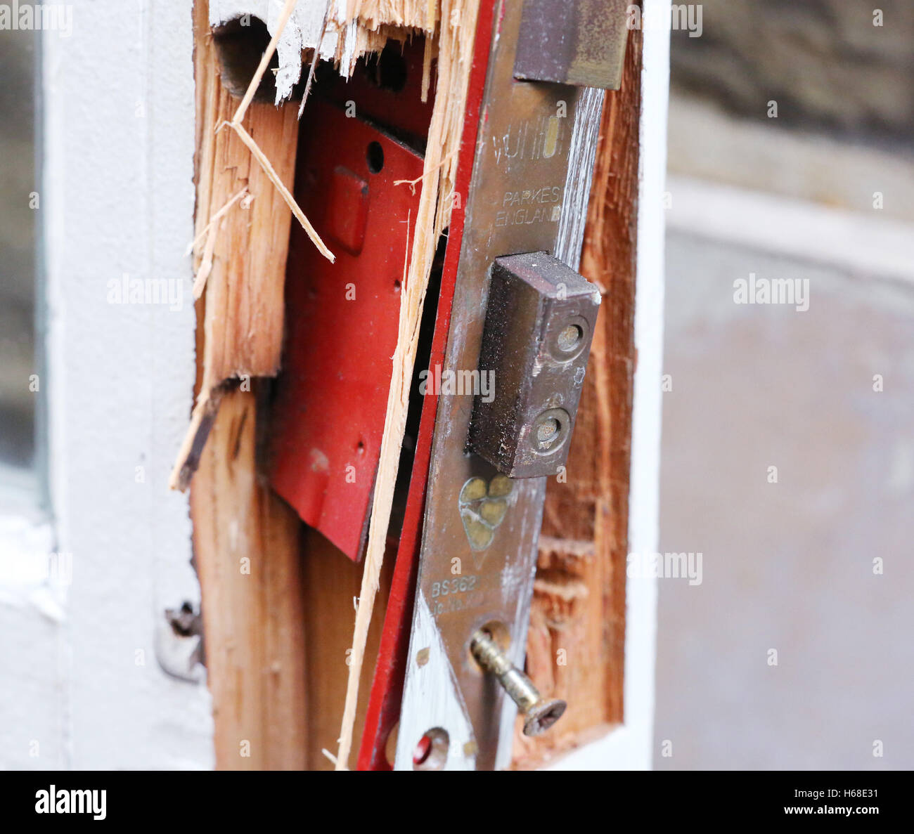 A Broken Lock On A Back Door Stock Photo 124347189 Alamy