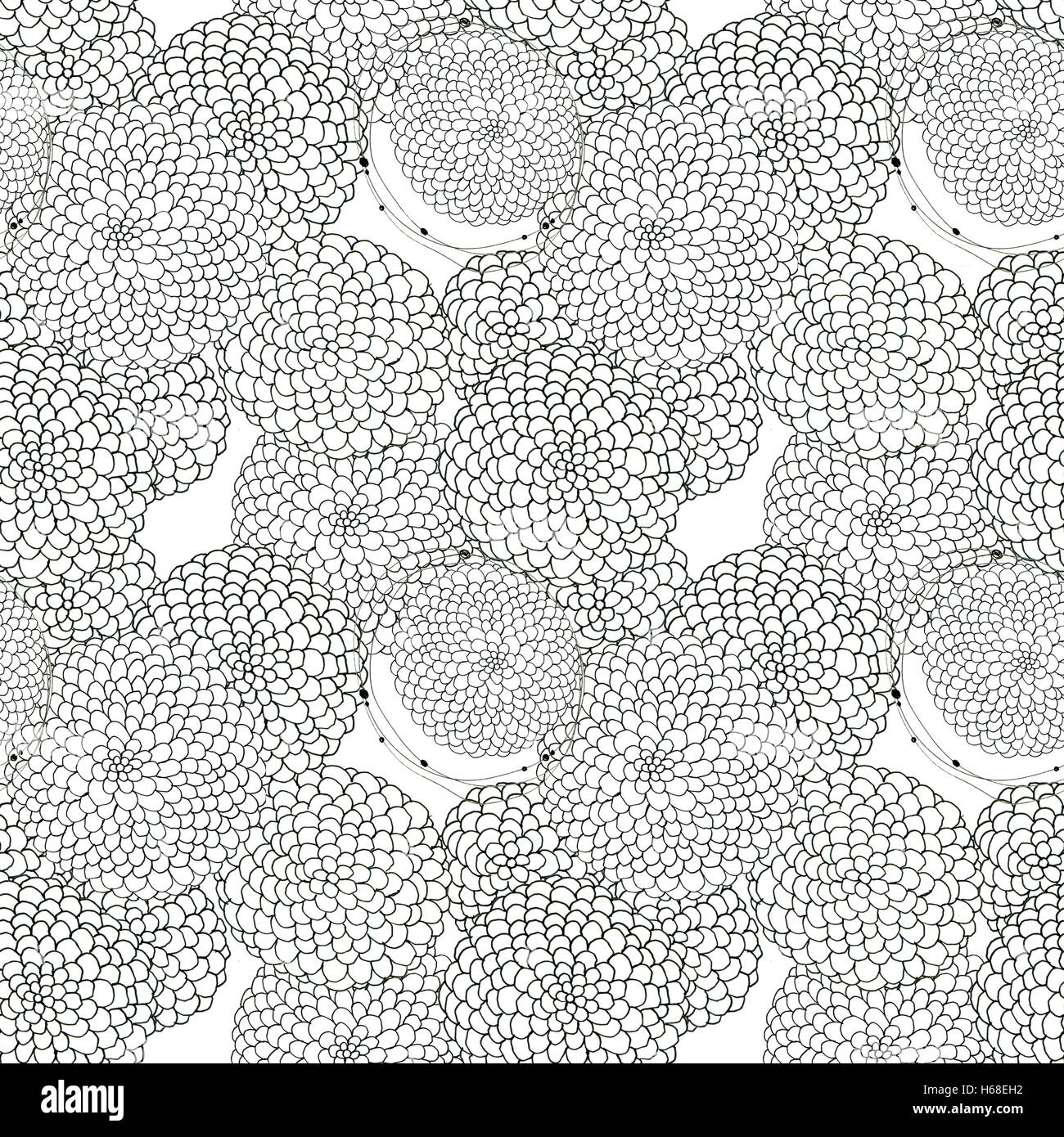 Seamless floral with abstract black and white flowers Stock Photo - Alamy
