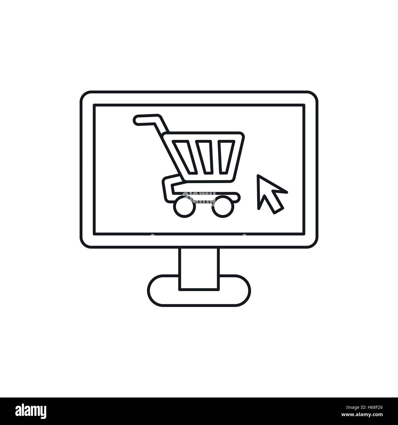 Computer monitor with shopping cart icon Stock Vector Image & Art - Alamy