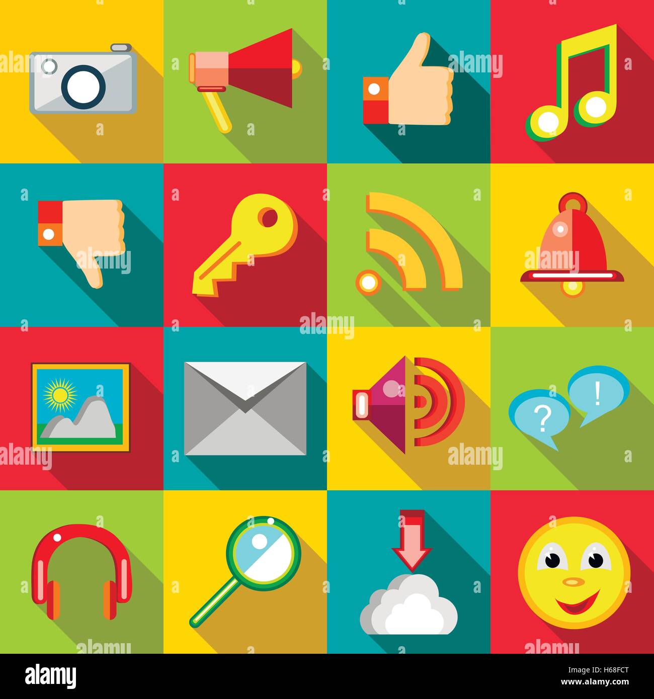 Social network icons set, flat style Stock Vector Image & Art - Alamy