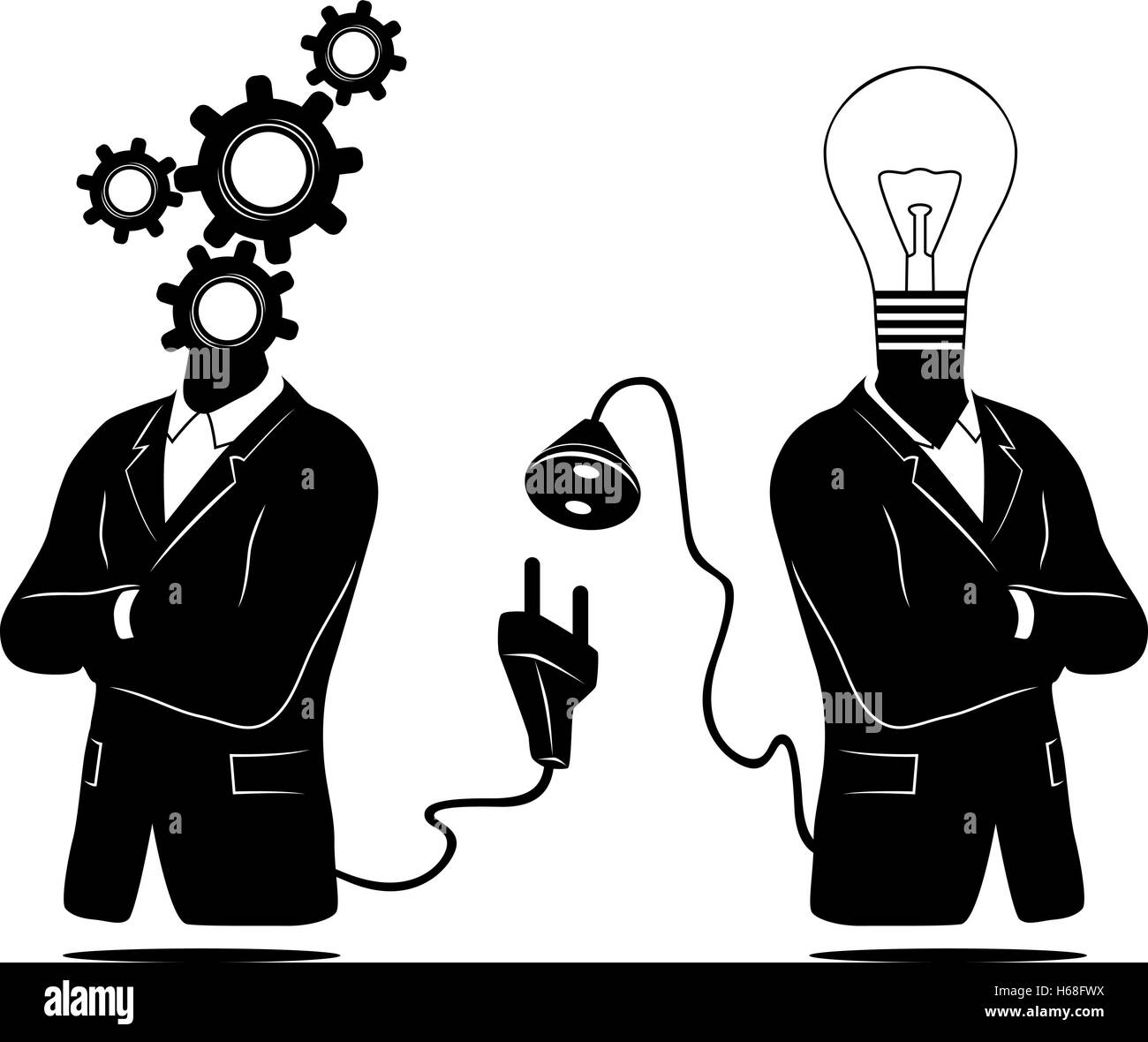 Searching and finding idea / solution in teamwork / network. Stock Vector