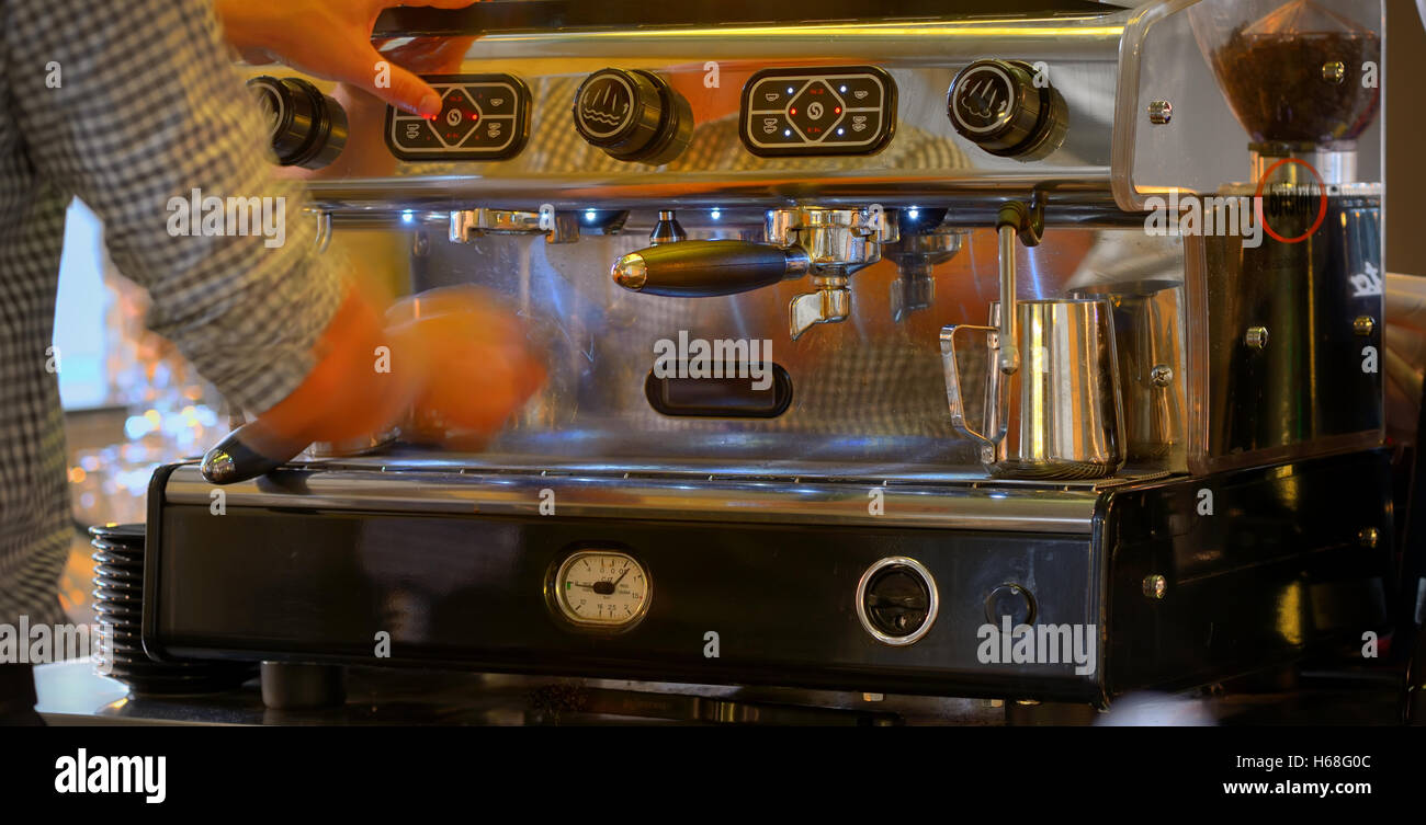 Professional coffee machine at bar Stock Photo Alamy