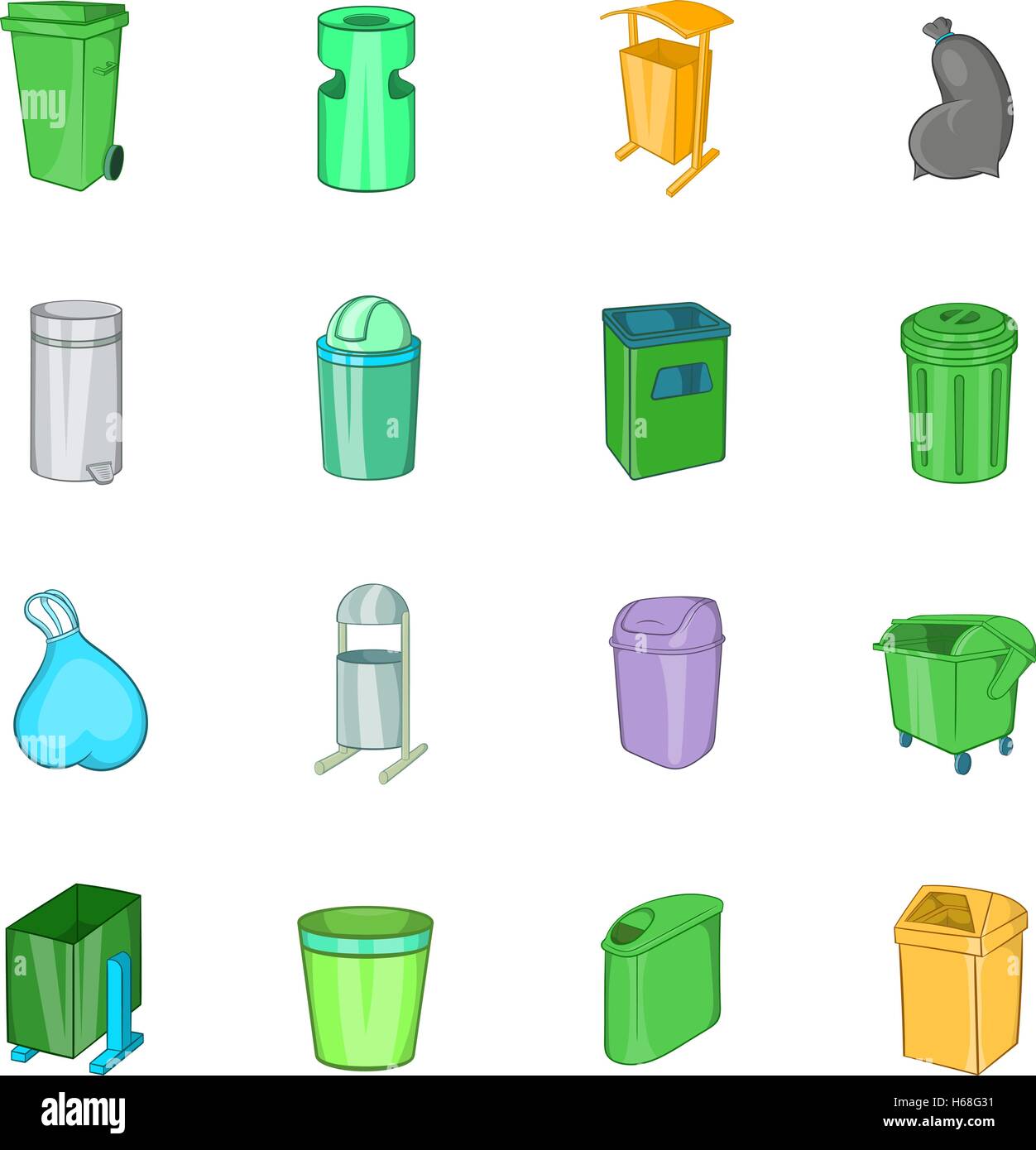 Trashcan icons set, cartoon style Stock Vector Image & Art - Alamy