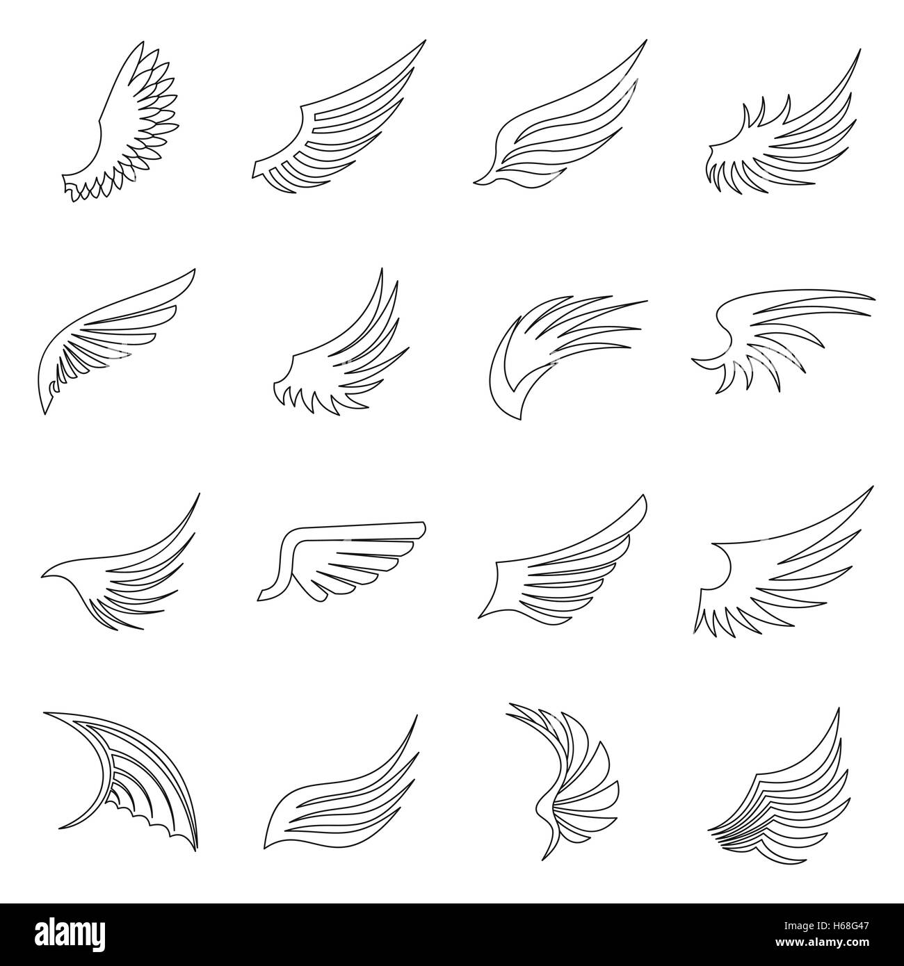 Wing icons set, outline ctyle Stock Vector Image & Art - Alamy