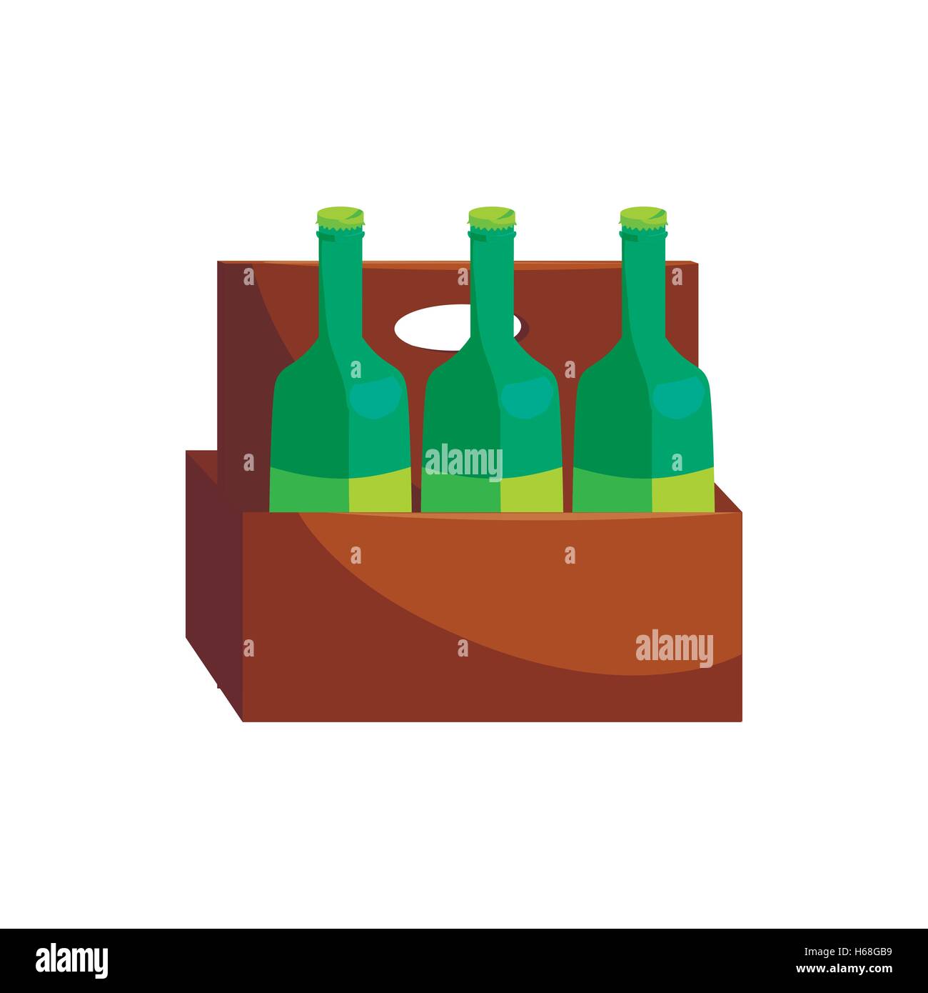 Wooden crate with beer bottles icon, cartoon style Stock Vector Image ...