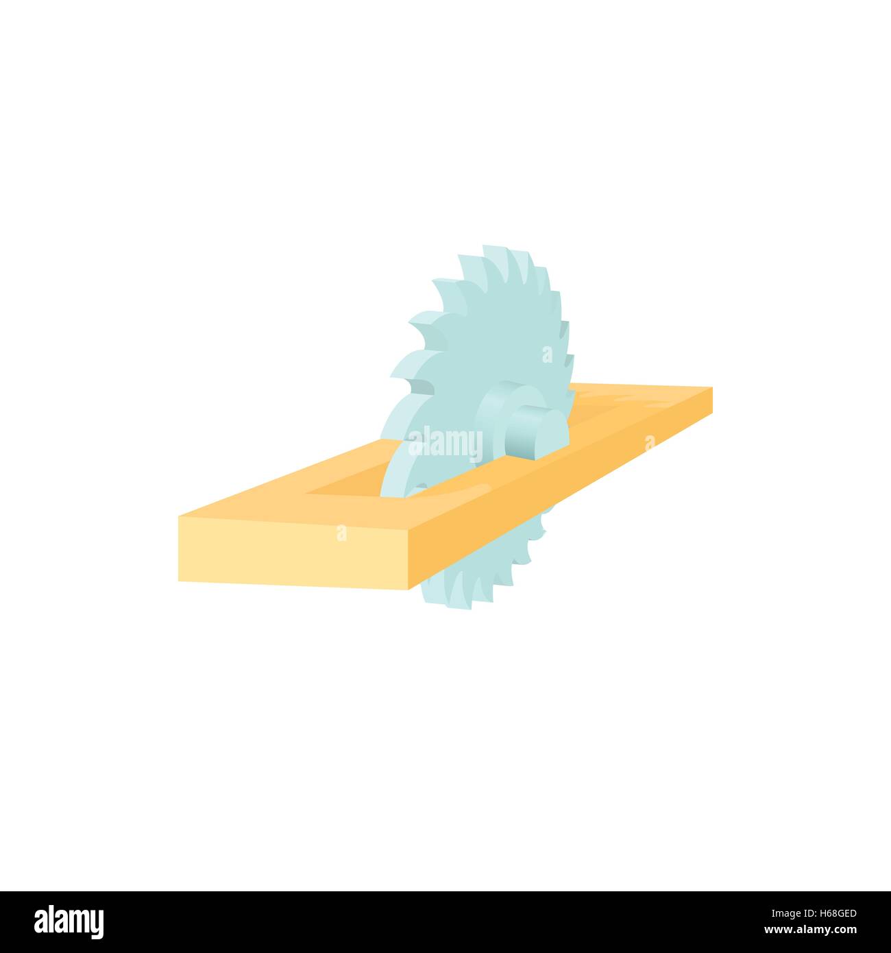 Metal blade of circular saw in a plank icon Stock Vector