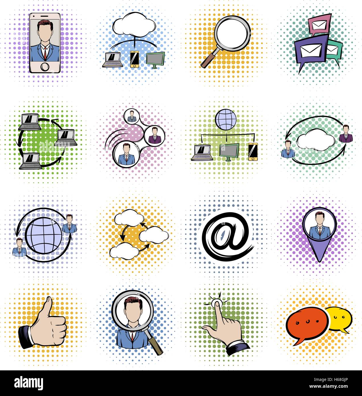 Social network comics icons set Stock Vector Image & Art - Alamy