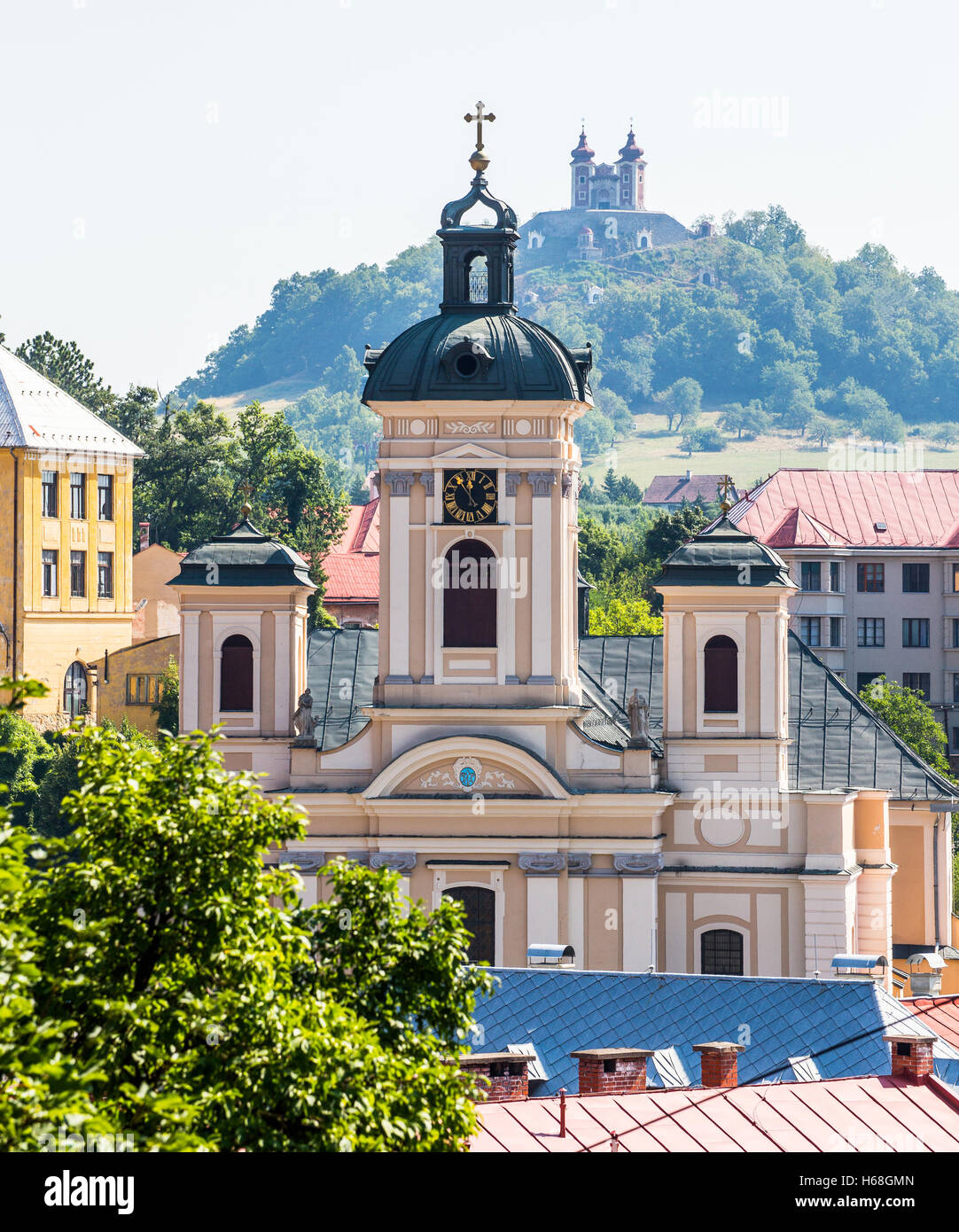 Banska Stiavnica, Slovakia - august 06, 2015: Parish Church of the Assumption in Banska Stiavnica, Slovakia Stock Photo
