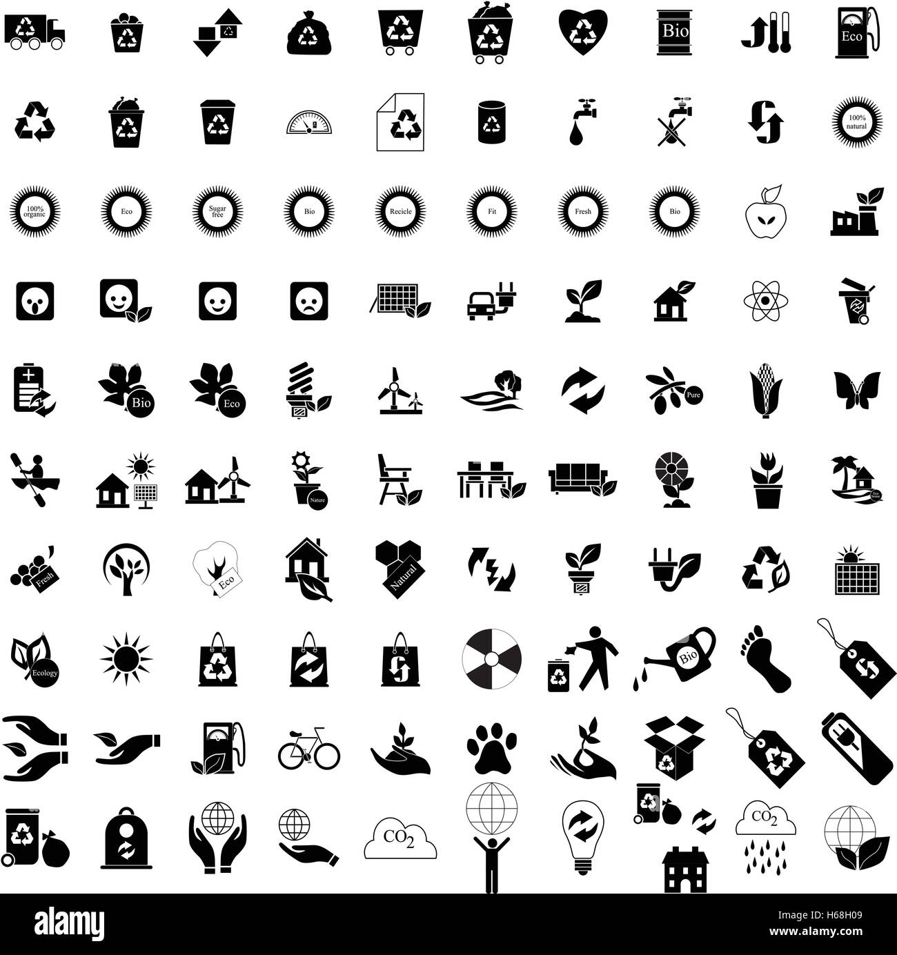 100 Eco icons set Stock Vector