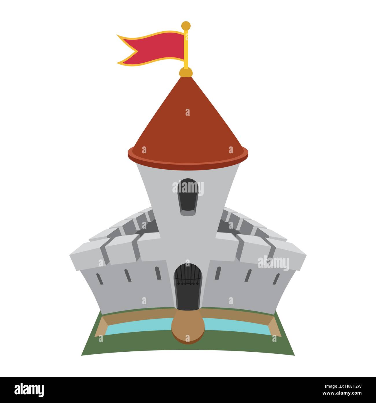 Medieval castle fortress cartoon icon Stock Vector