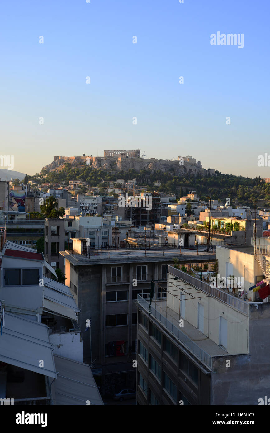 Greece, Athens, Rooftop View to Acropolis Stock Photo Alamy