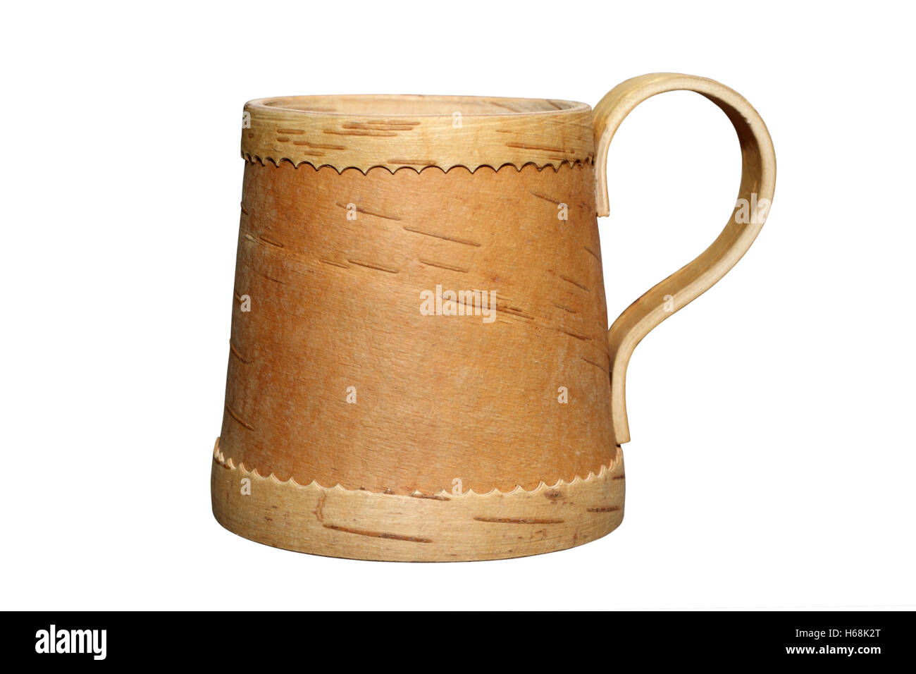 Mug from a bark of a birch isolated over white Stock Photo