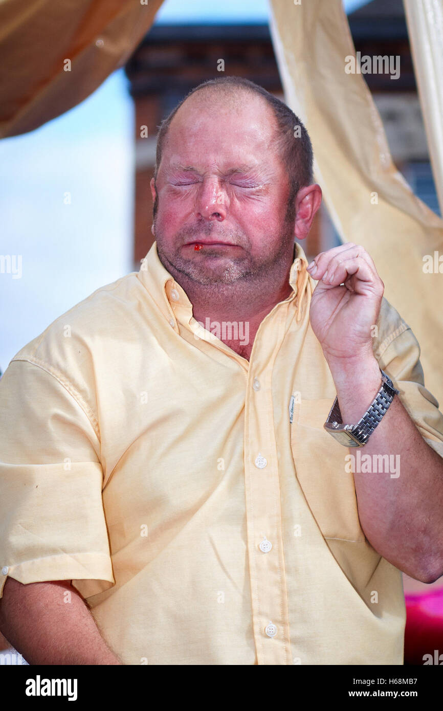 Chilli eating contest at the Oxfordshire Chilli Festival held in