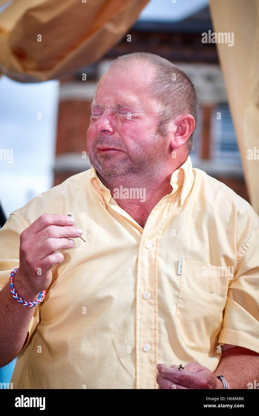 Chilli eating contest at the Oxfordshire Chilli Festival held in