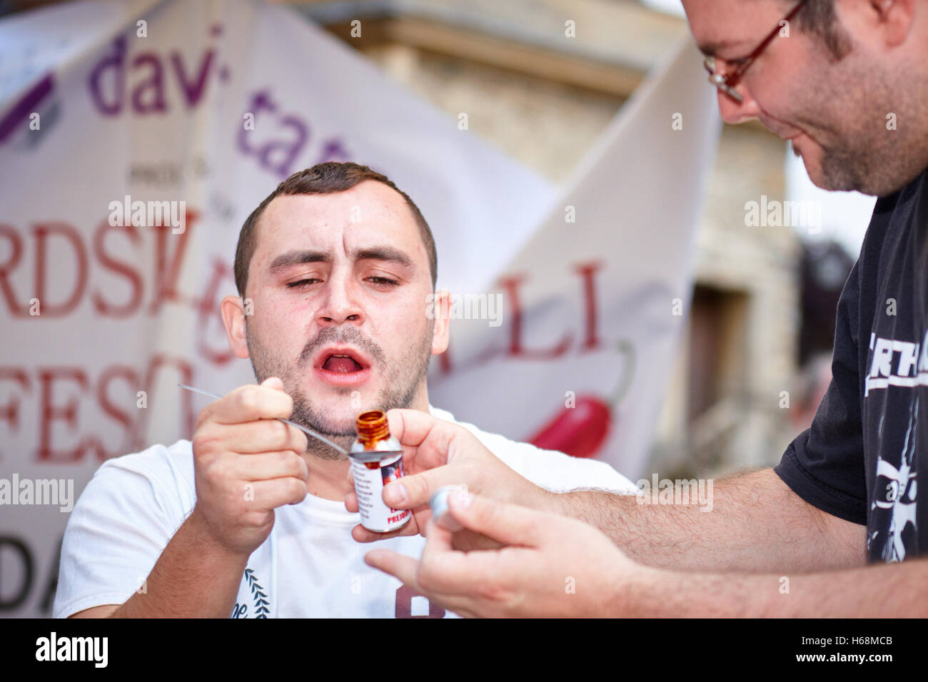Chilli eating contest at the Oxfordshire Chilli Festival held in