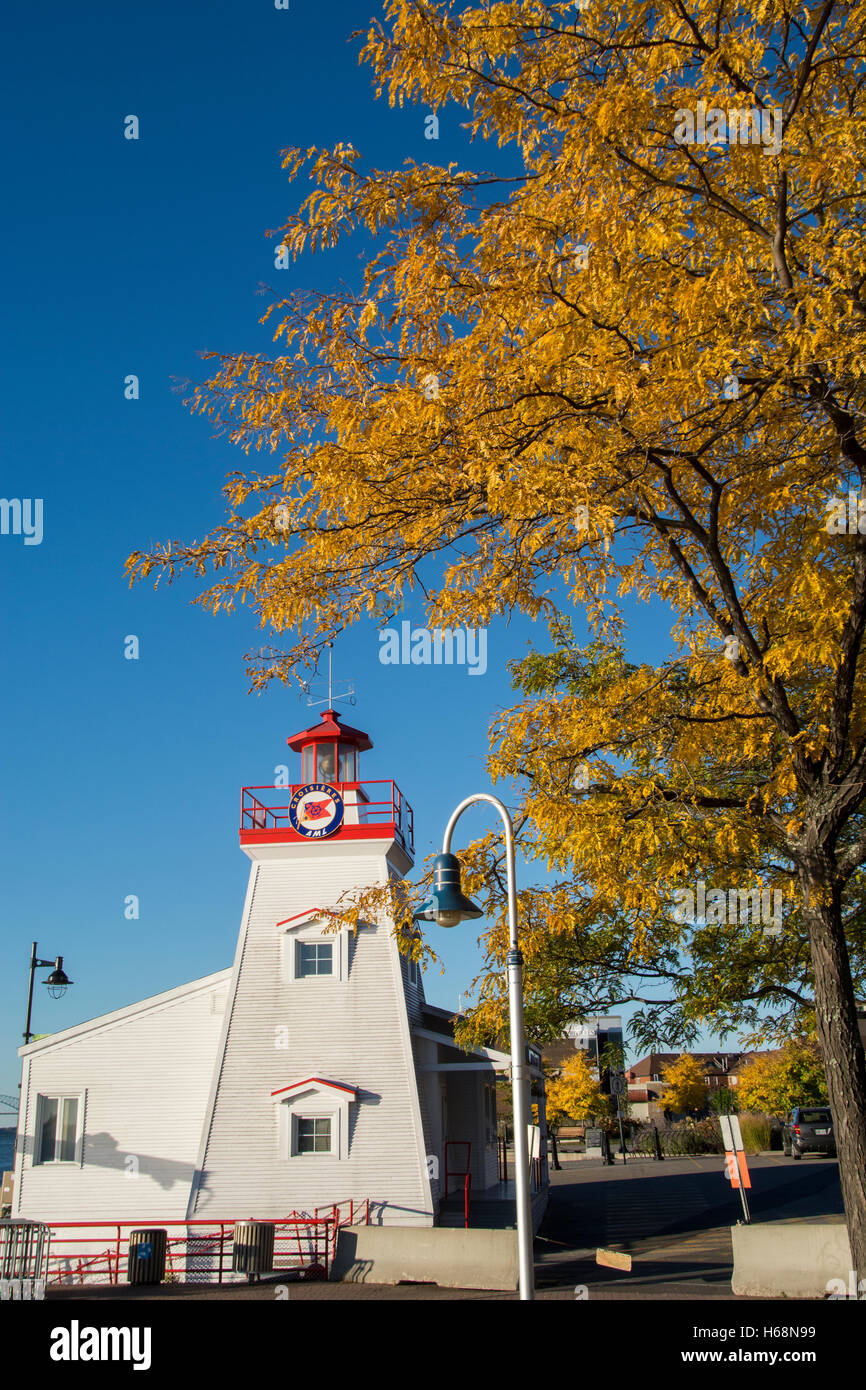 Canada, Quebec, Three Rivers (aka Trois-Riveres) Harborfront Park and port area. Stock Photo