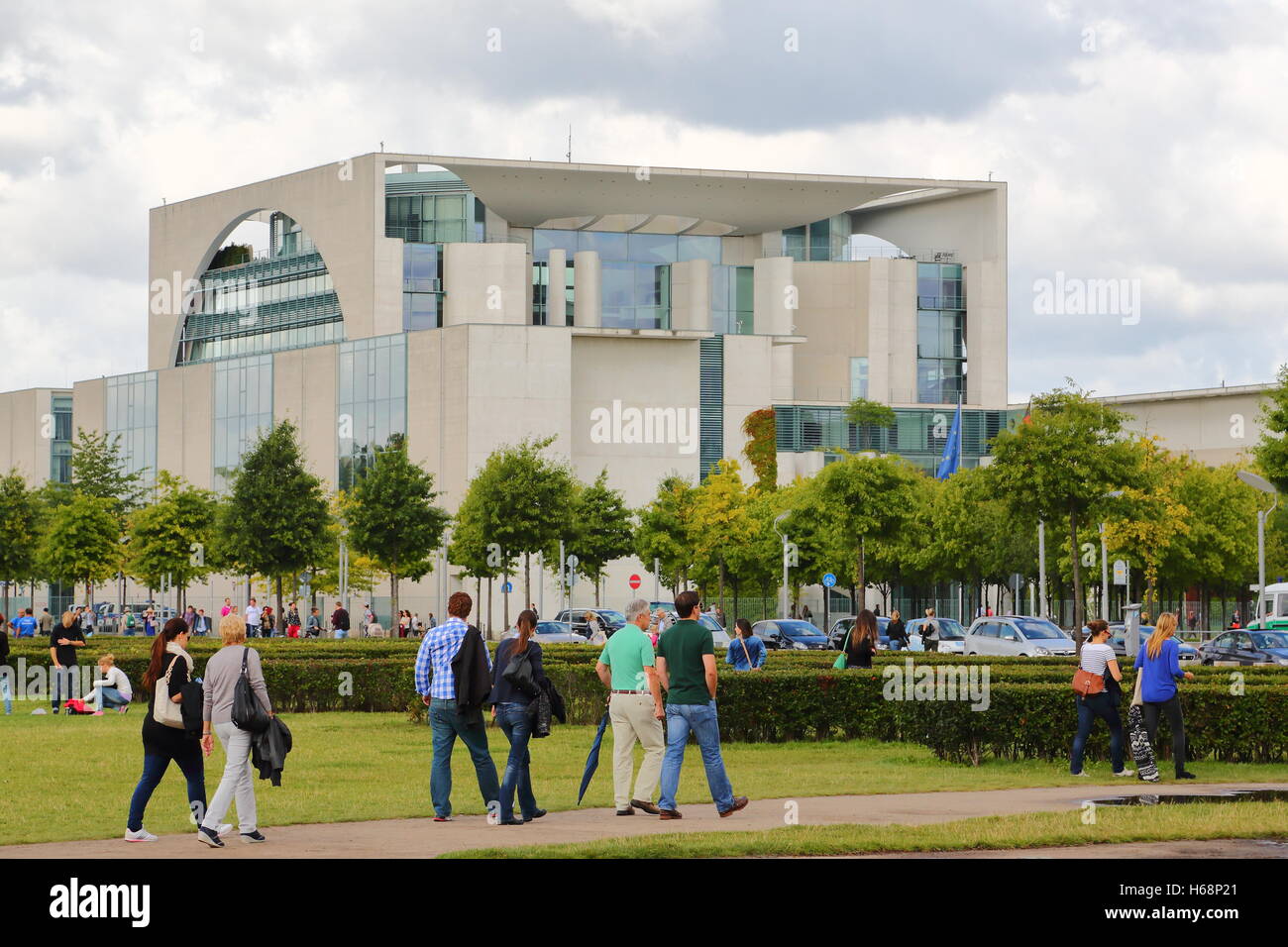 The official residence of the German Chancellor (Kanzleramtsgebaeude) in Berlin, Germany Stock Photo