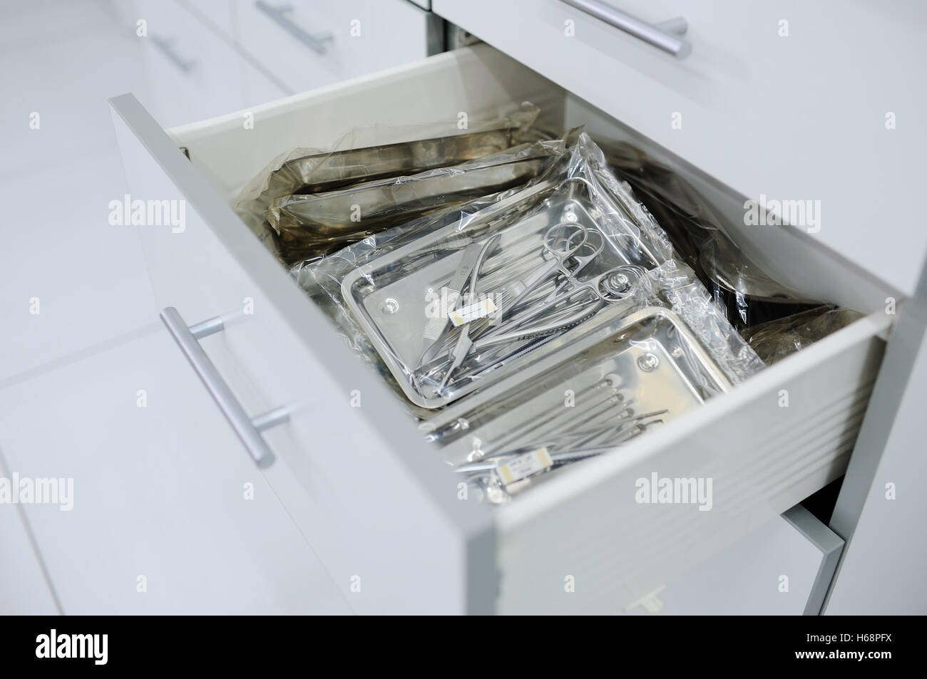surgical instruments in a special box Stock Photo Alamy
