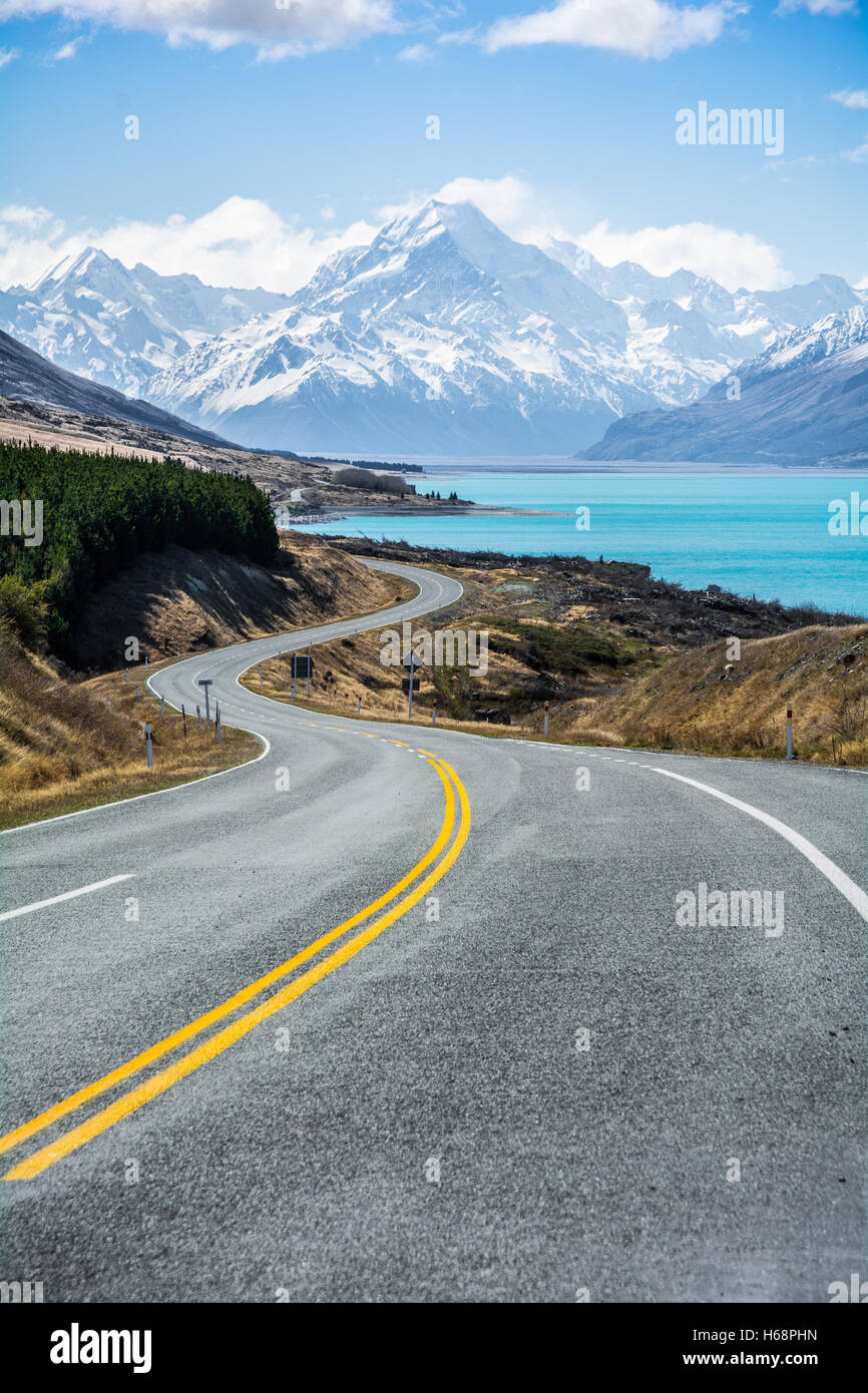 Road to Mount Cook New Zealand Stock Photo