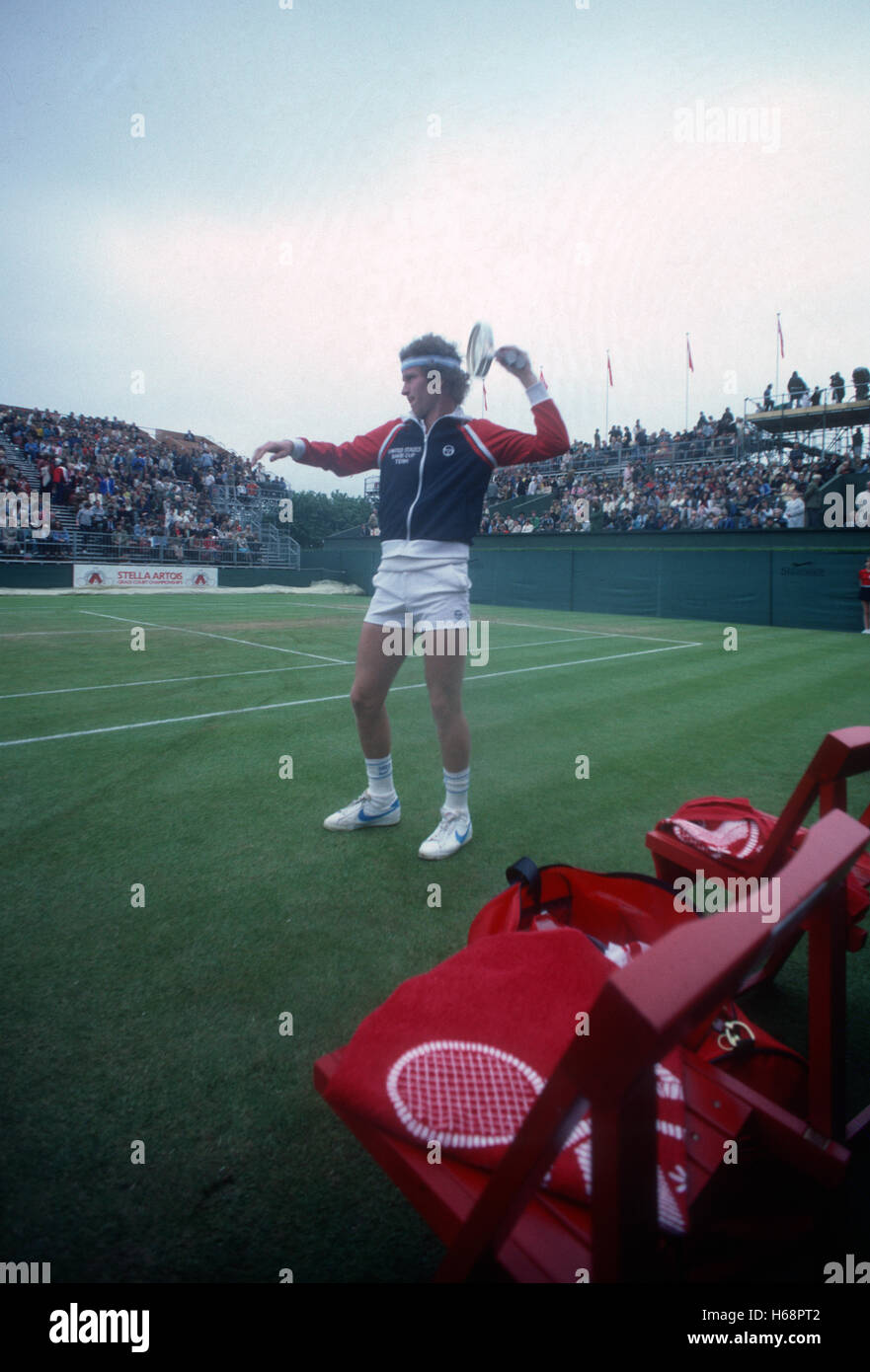 John McEnroe at Queens Club, England, c. 1978 Stock Photo