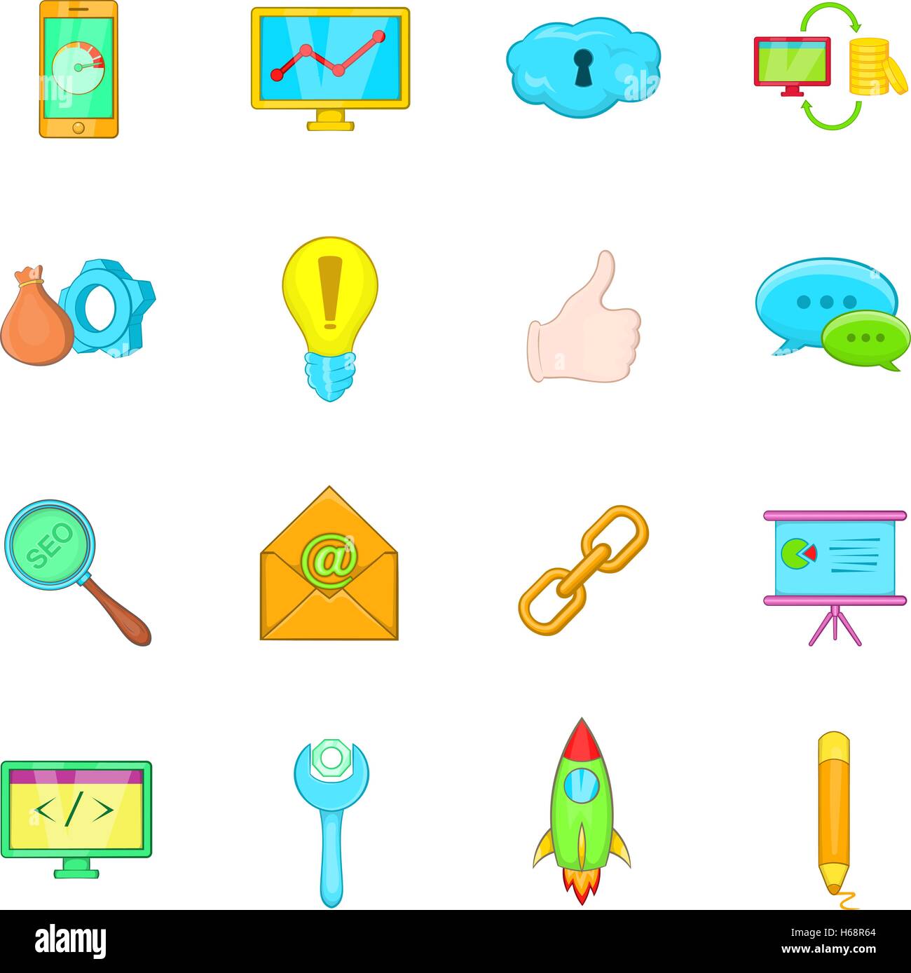 Seo icons set, cartoon style Stock Vector Image & Art - Alamy