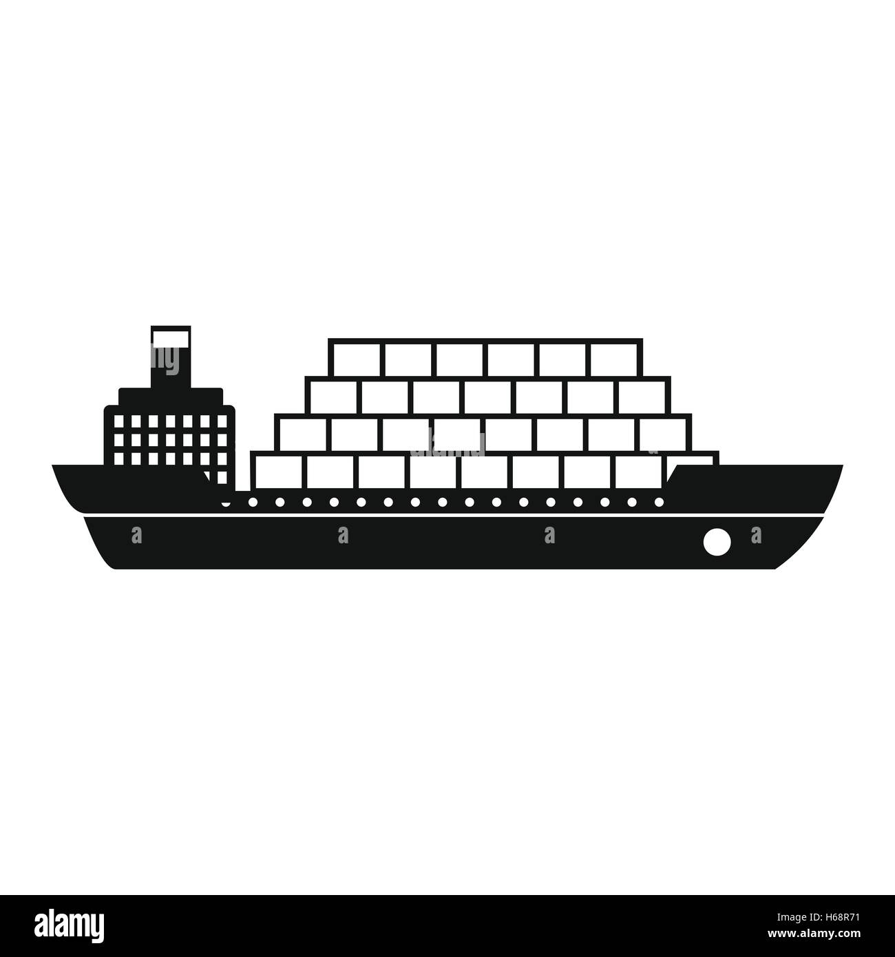 Cargo ship flat black simple icon Stock Vector