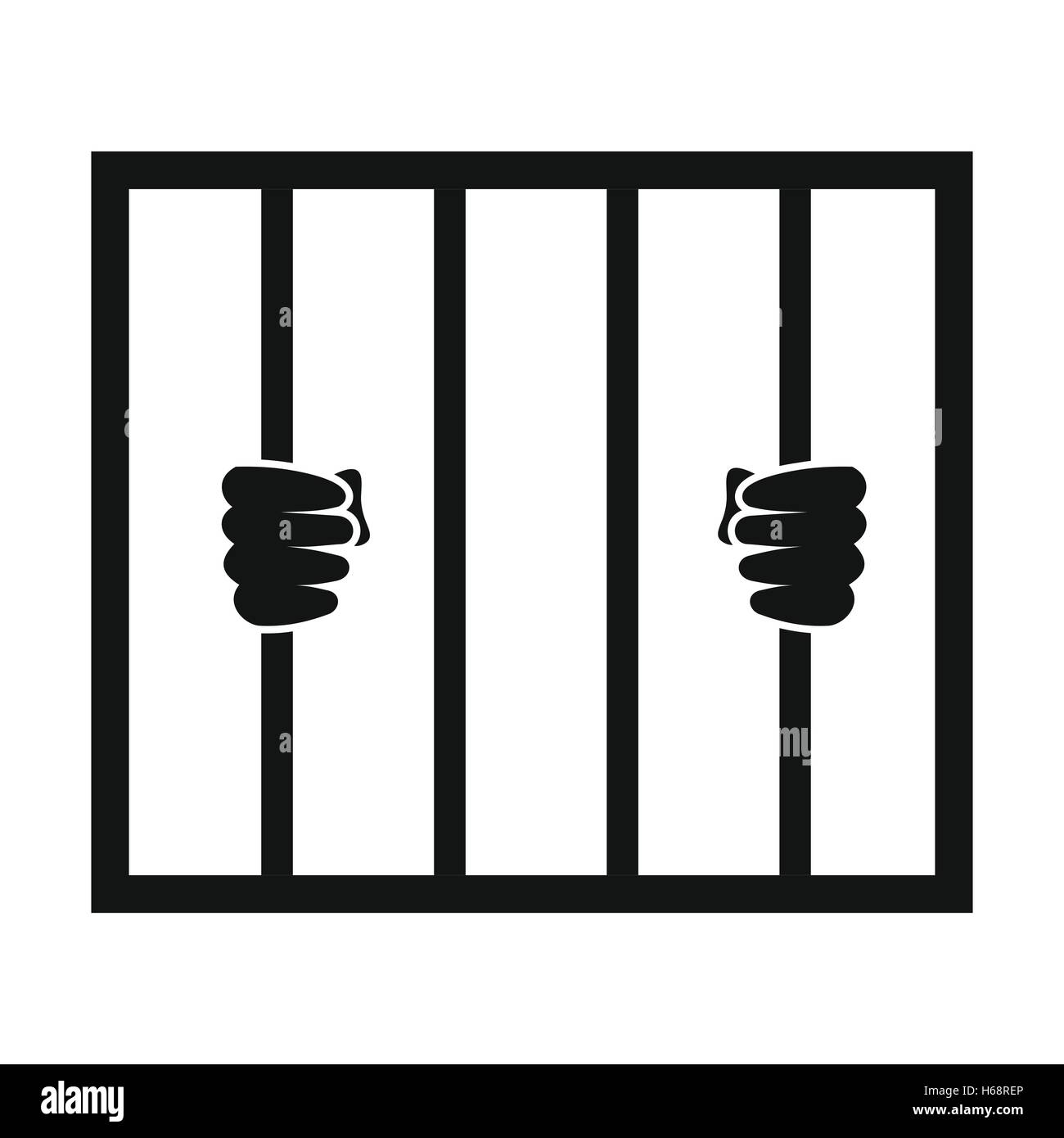 Hands holding prison bars icon Stock Vector