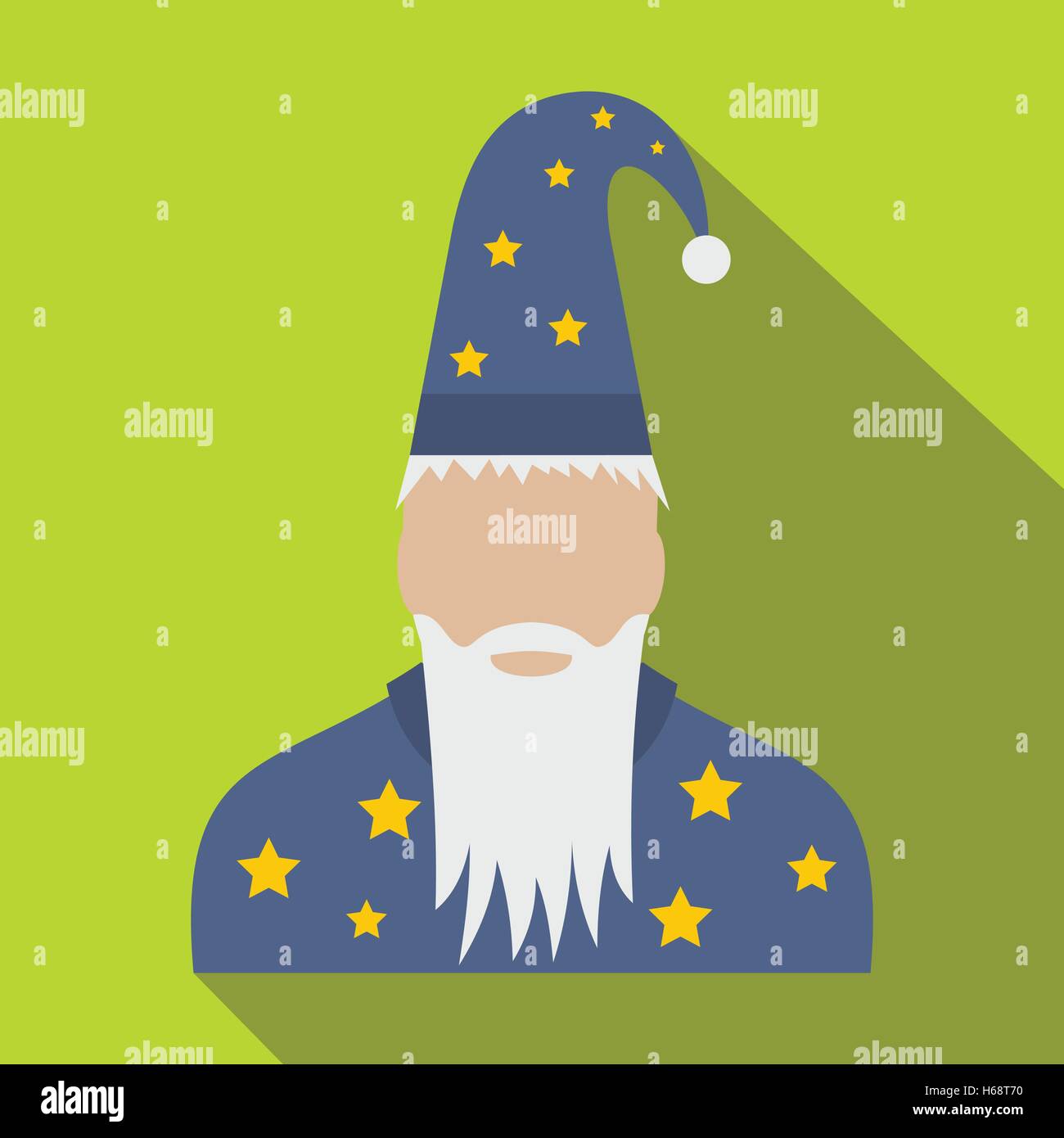 Wizard in a hat with stars flat Stock Vector
