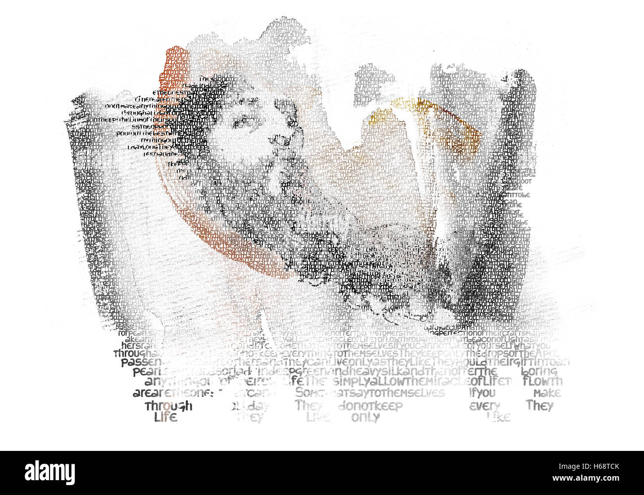 Portrait of Wise Man Digital typography illustration of holly man with beard on fragment of paper and looking at you Stock Photo