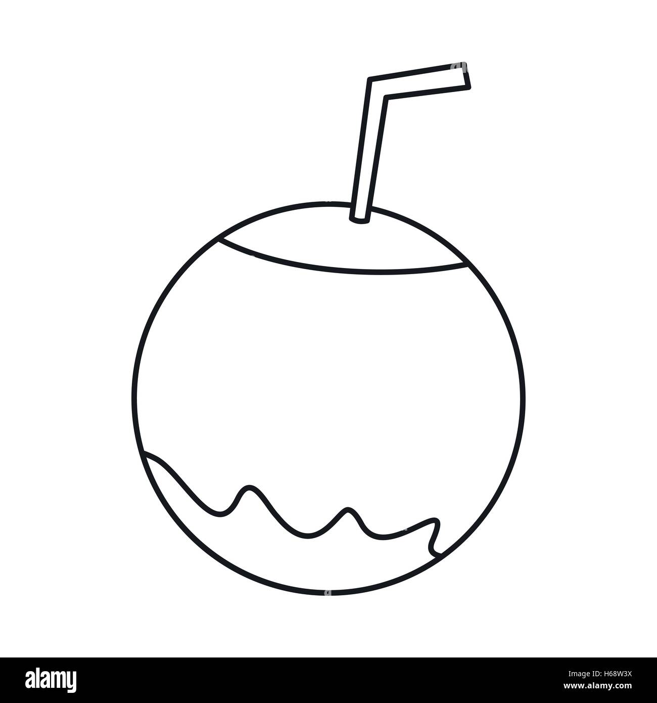 Coconut with straw icon, outline style Stock Vector Image & Art Alamy