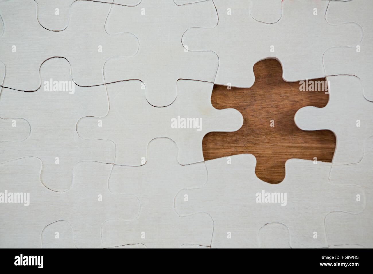 Jigsaw puzzle with one piece separately Stock Photo