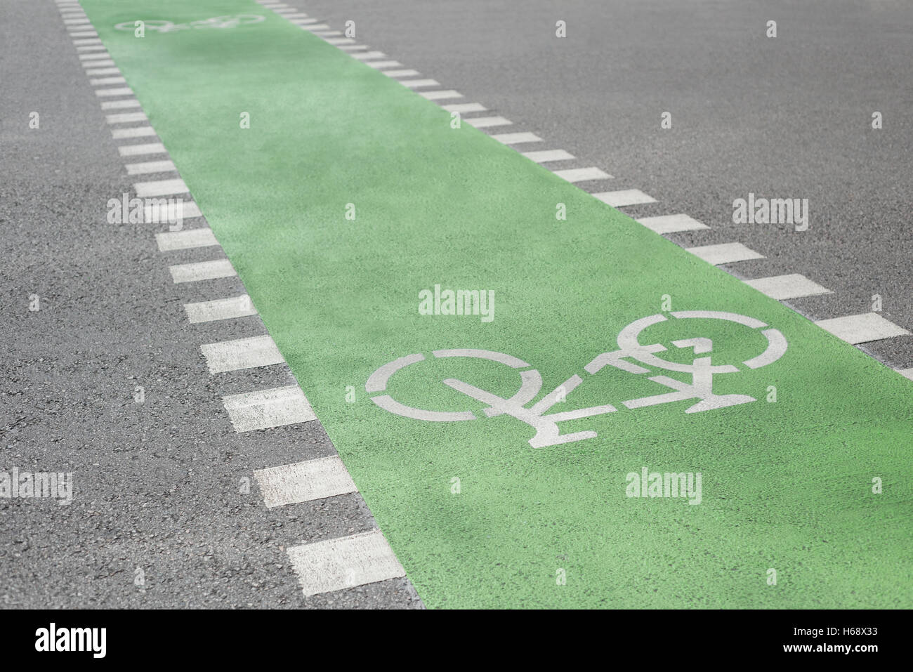 Cycle lane on road surface Stock Photo