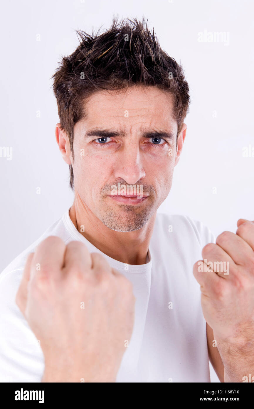 Aggressive man with clenched fist Stock Photo Alamy