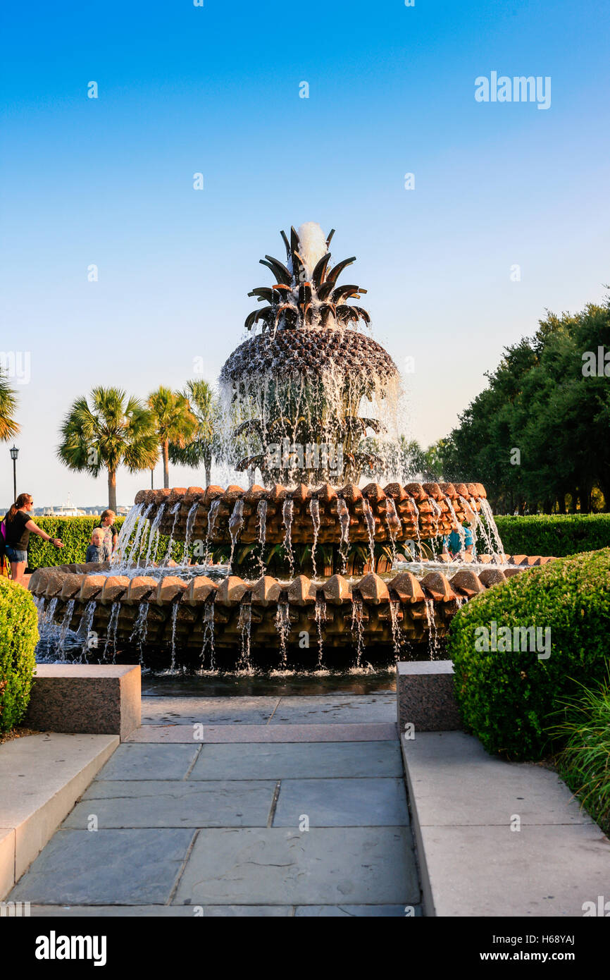 The Pineapple fountain in the Waterfront Park in Charleston SC Stock