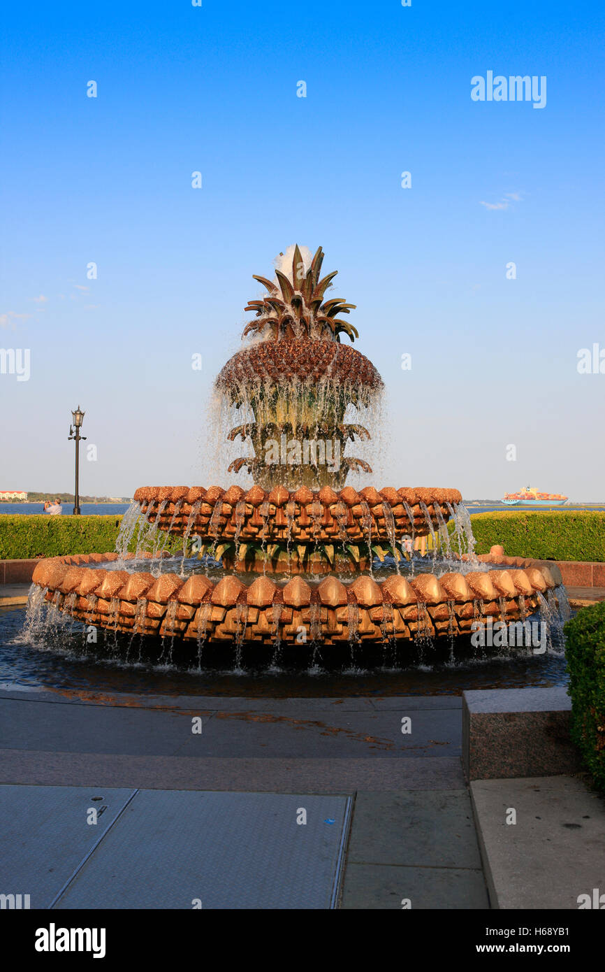 The Pineapple fountain in the Waterfront Park in Charleston SC Stock