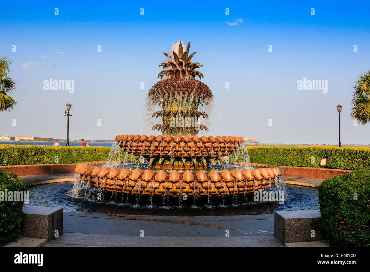 The Pineapple fountain in the Waterfront Park in Charleston SC Stock