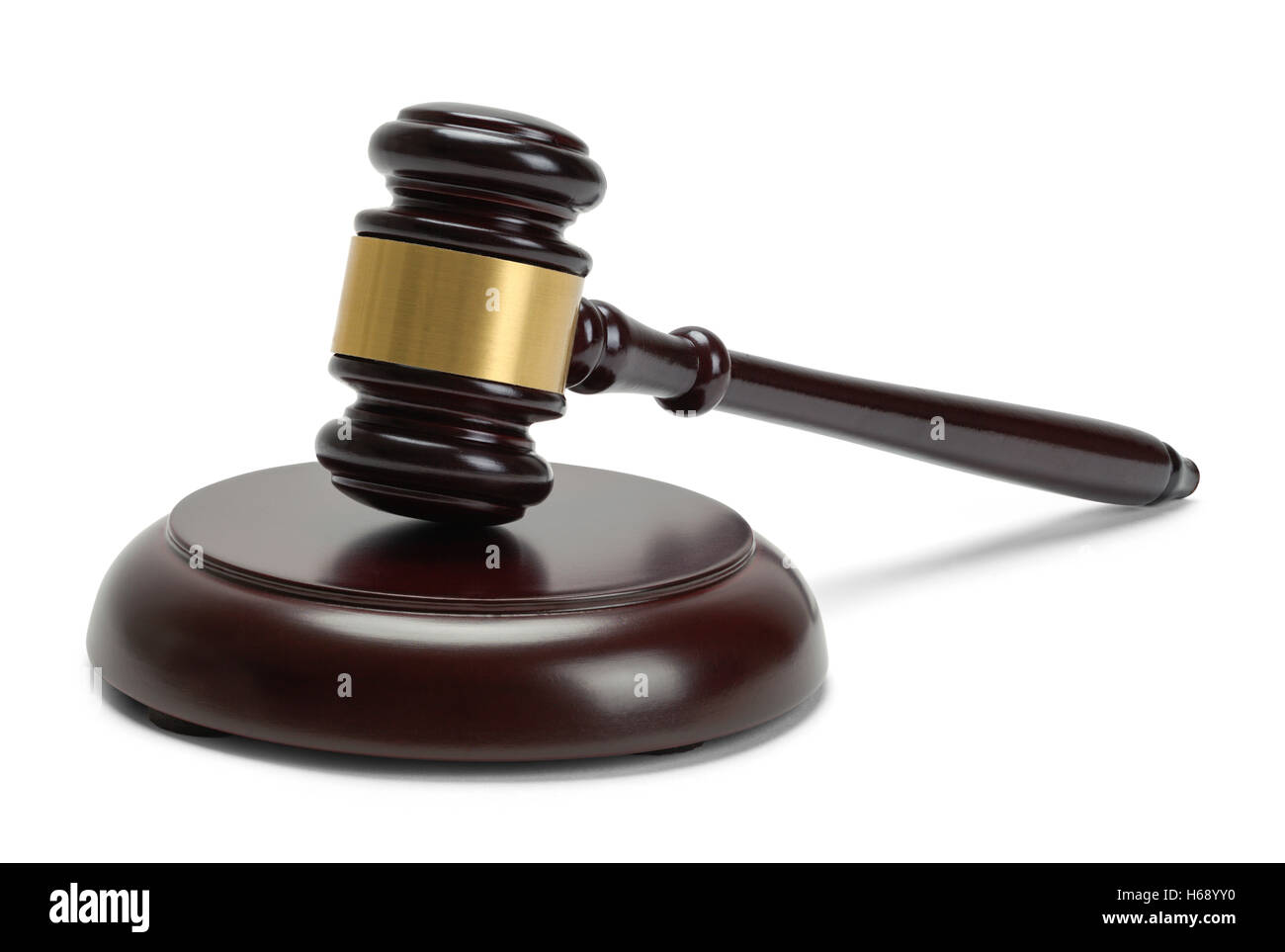 Judges Mallet Gavel and Block Isolated on White Background Stock Photo