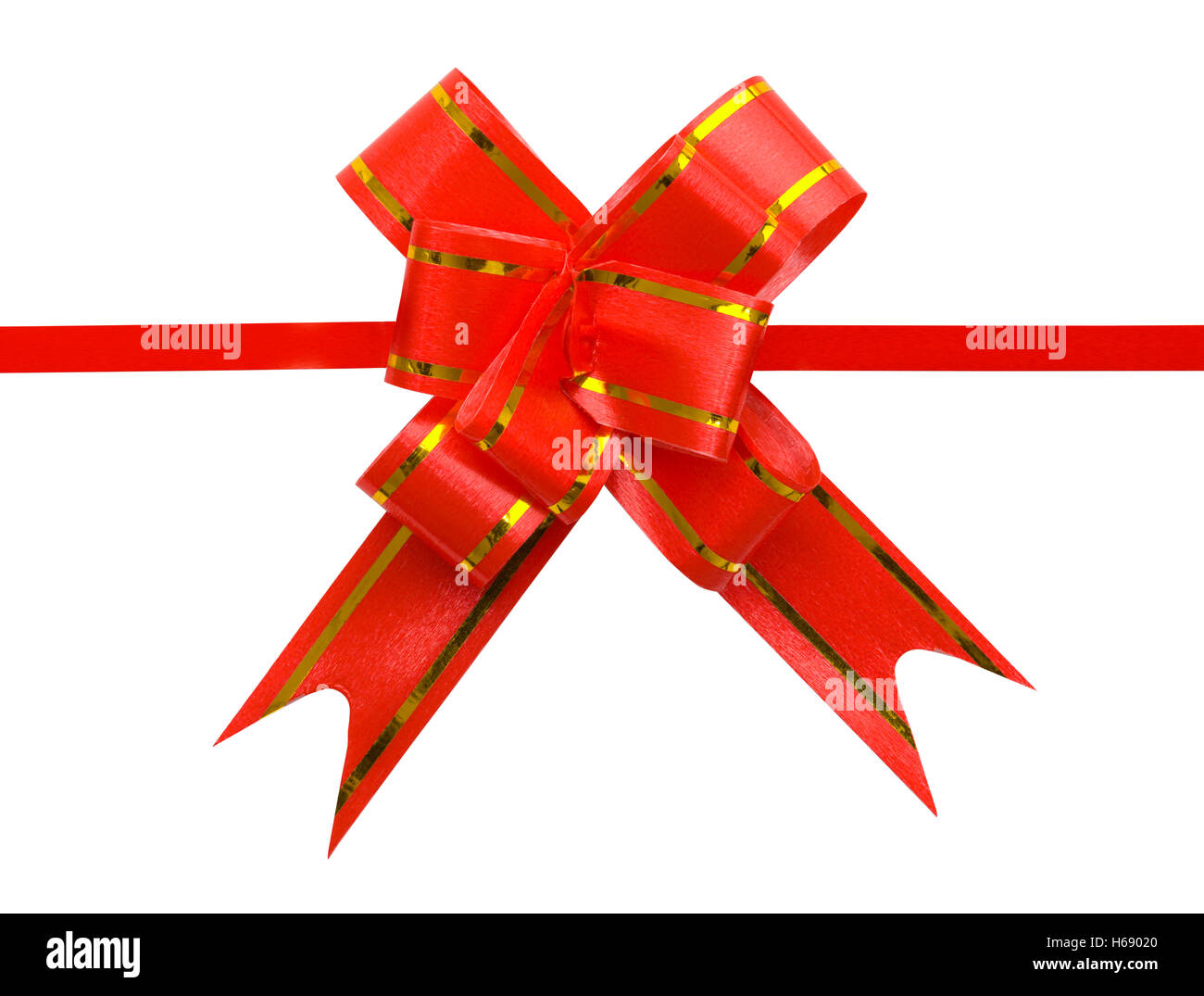 Fancy Red Present Bow Isolated on White Background. Stock Photo
