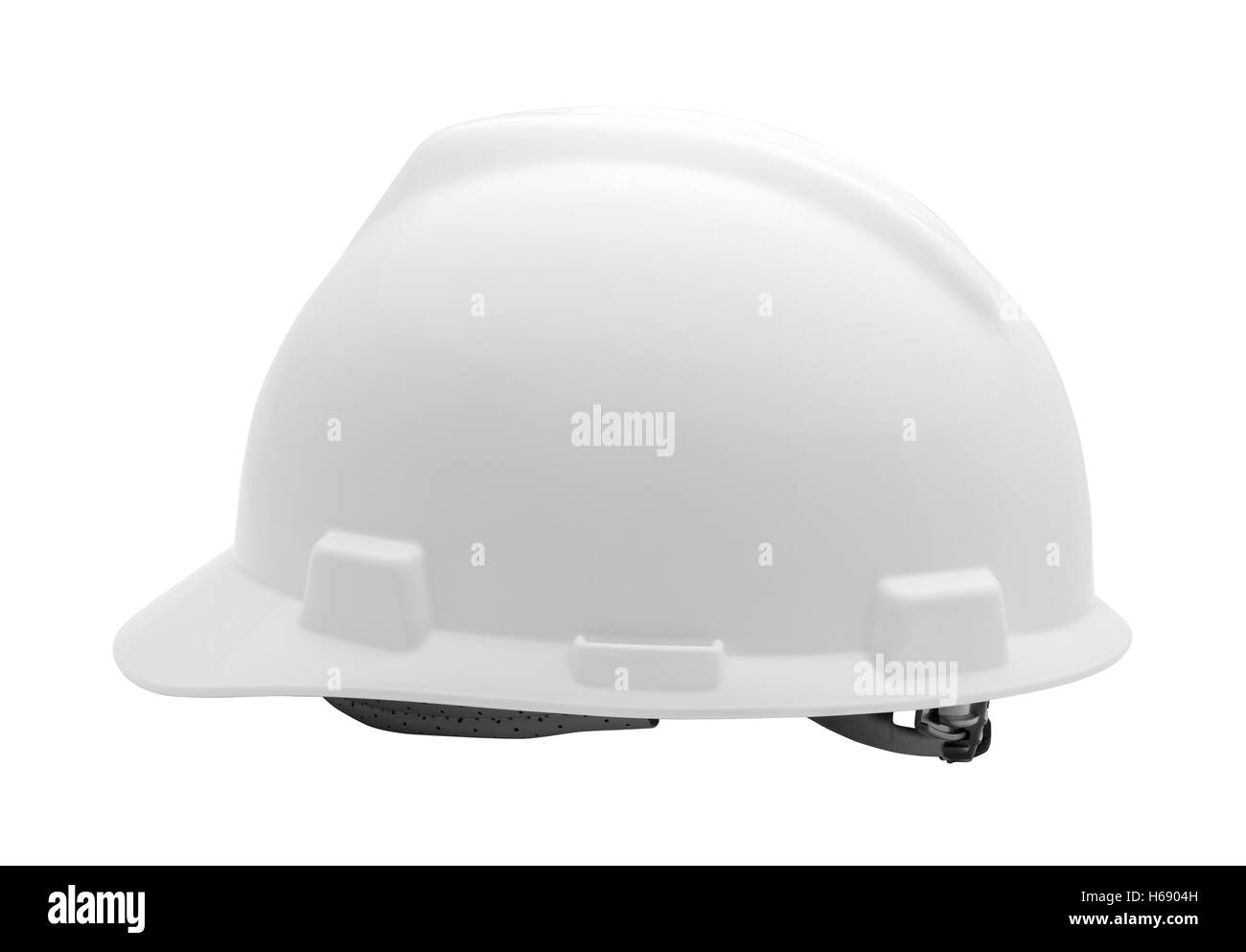 White Hard Hat Cut Out on White Background. Stock Photo