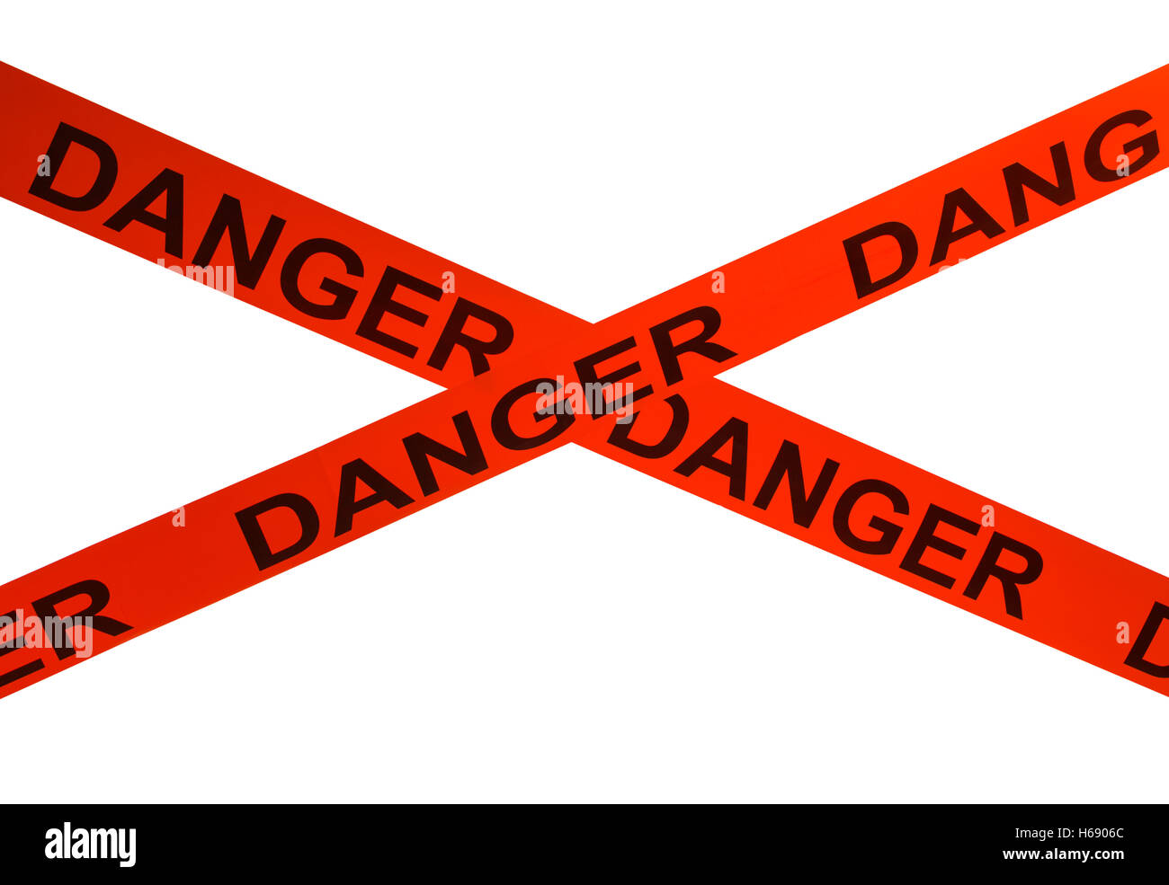 Orange Danger Cordon Tape Isolated on White Background. Stock Photo