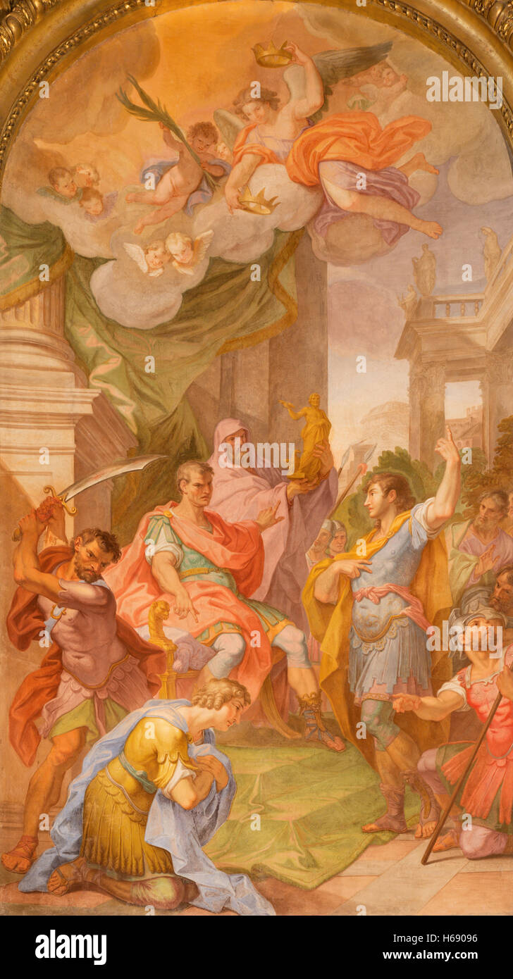 ROME, ITALY MARCH 11, 2016 The painting of The Martyrdom of SS John