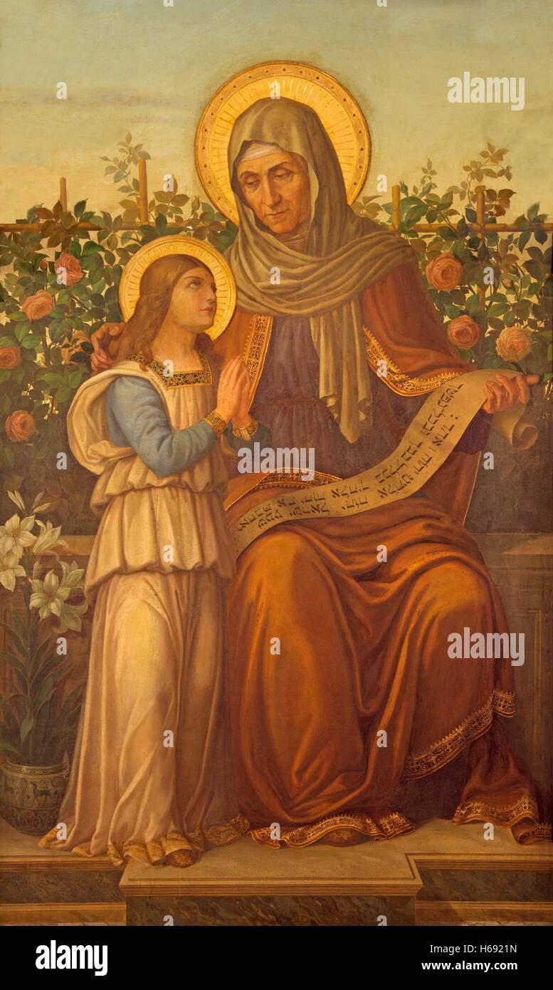 St. Anna Rome ROME, ITALY - MARCH 12, 2016: The paint of St. Ann with the Virgin Mary ...