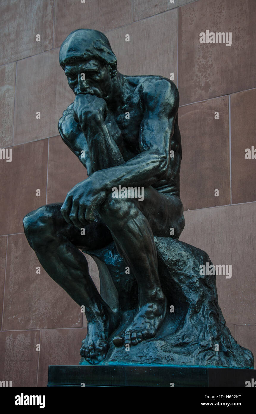The Thinker sculpture made by Auguste Rodin. The Thinker, in front of Bielefeld Kunsthalle Stock Photo