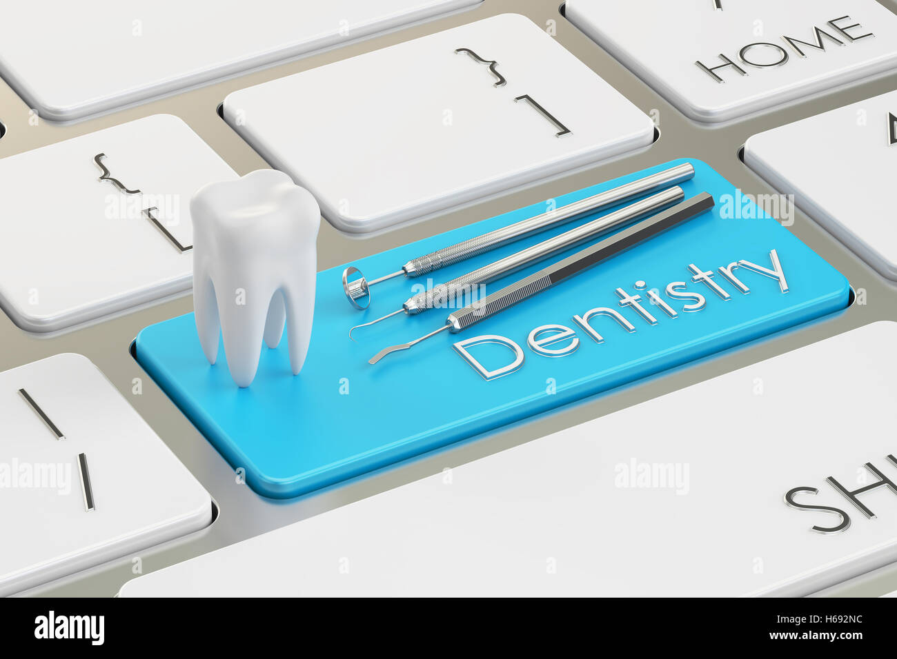 Dentistry concept, on the keyboard, 3D rendering Stock Photo
