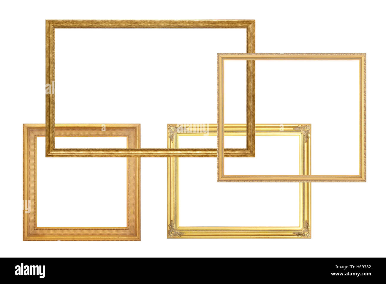antique golden picture frame isolated on white background Stock Photo